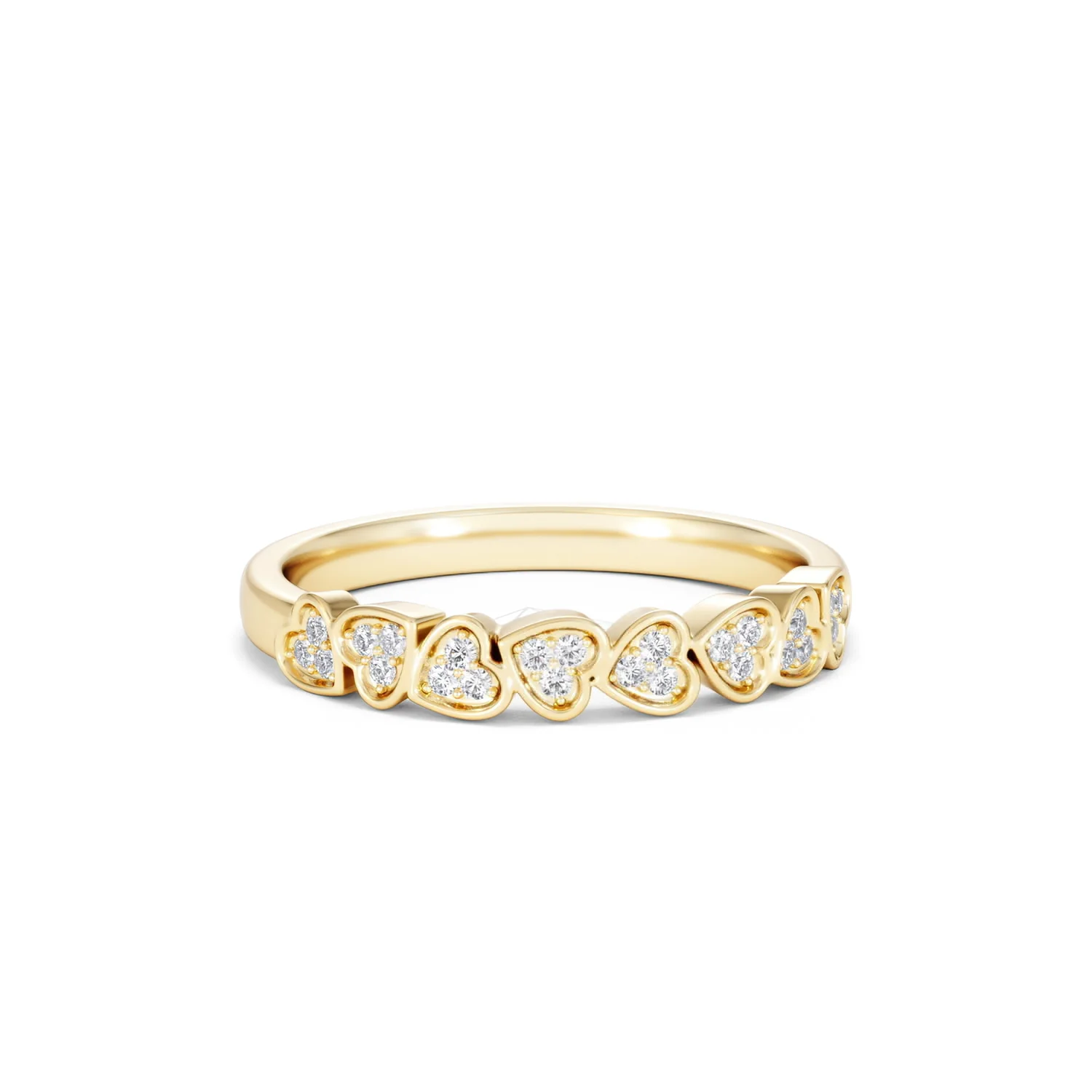 Heart Half Eternity Ring Lab Diamond 0.11ct in 18K Gold Vermeil - Image 13