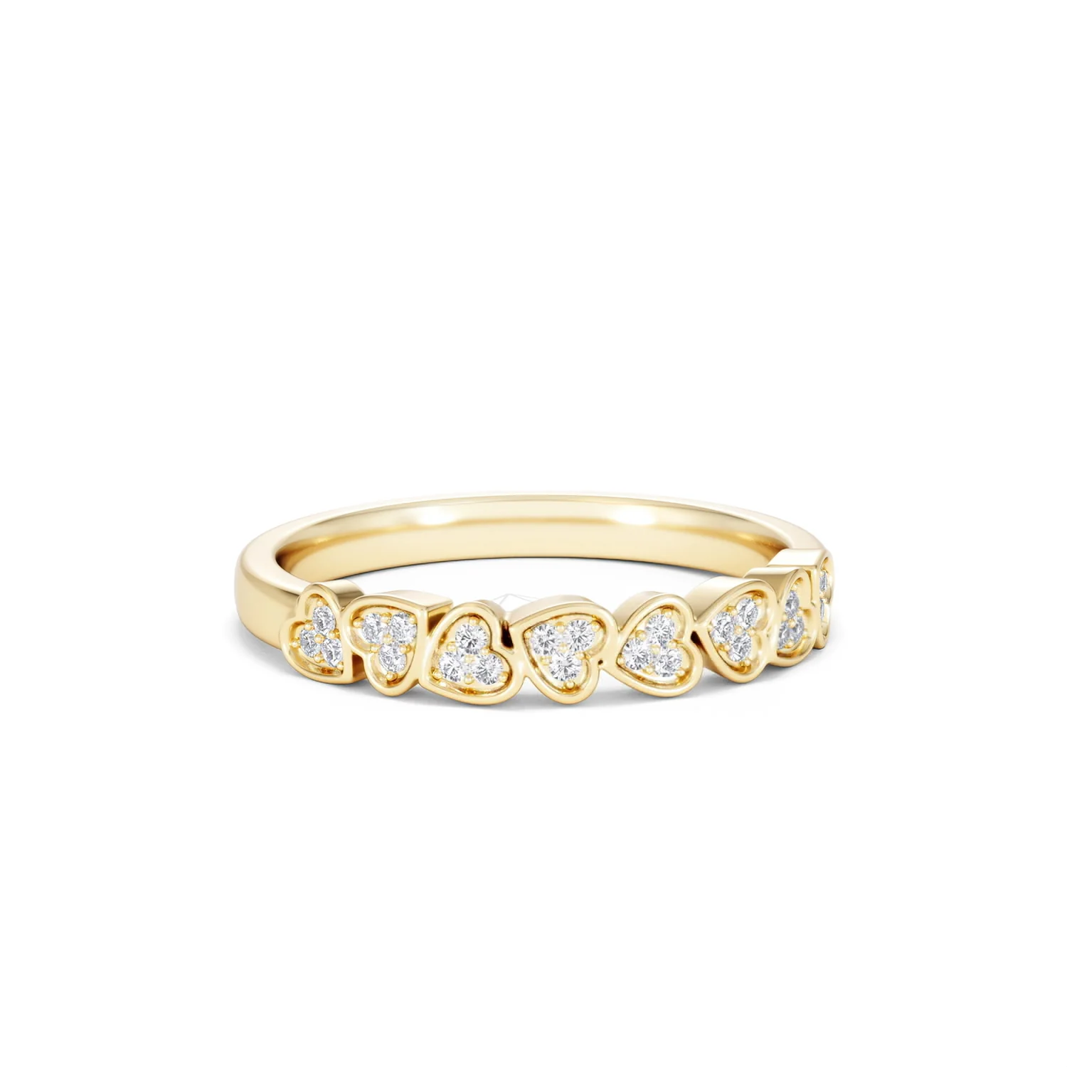 Heart Half Eternity Ring Lab Diamond 0.11ct in 18K Gold Vermeil - Image 14