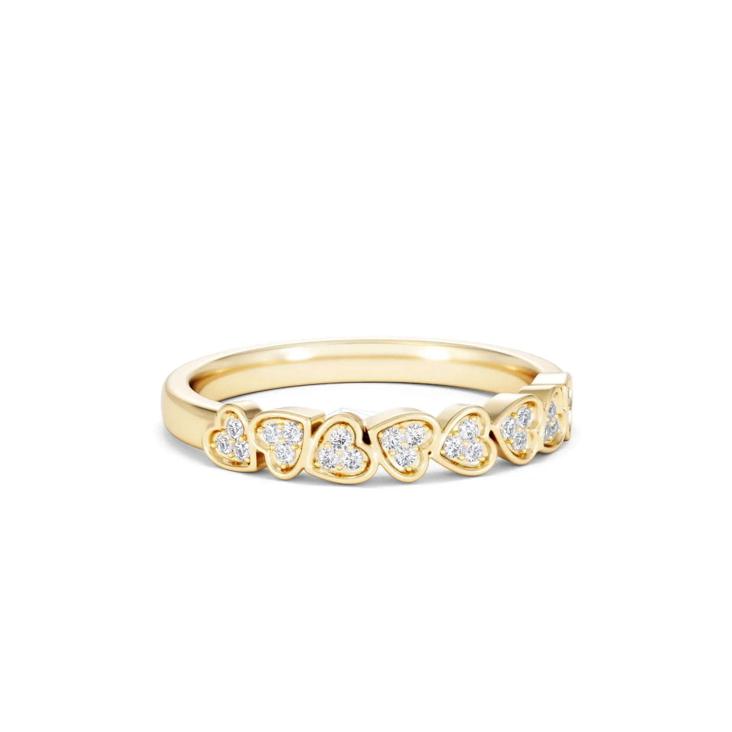 Heart Half Eternity Ring Lab Diamond 0.11ct in 18K Gold Vermeil - Image 15