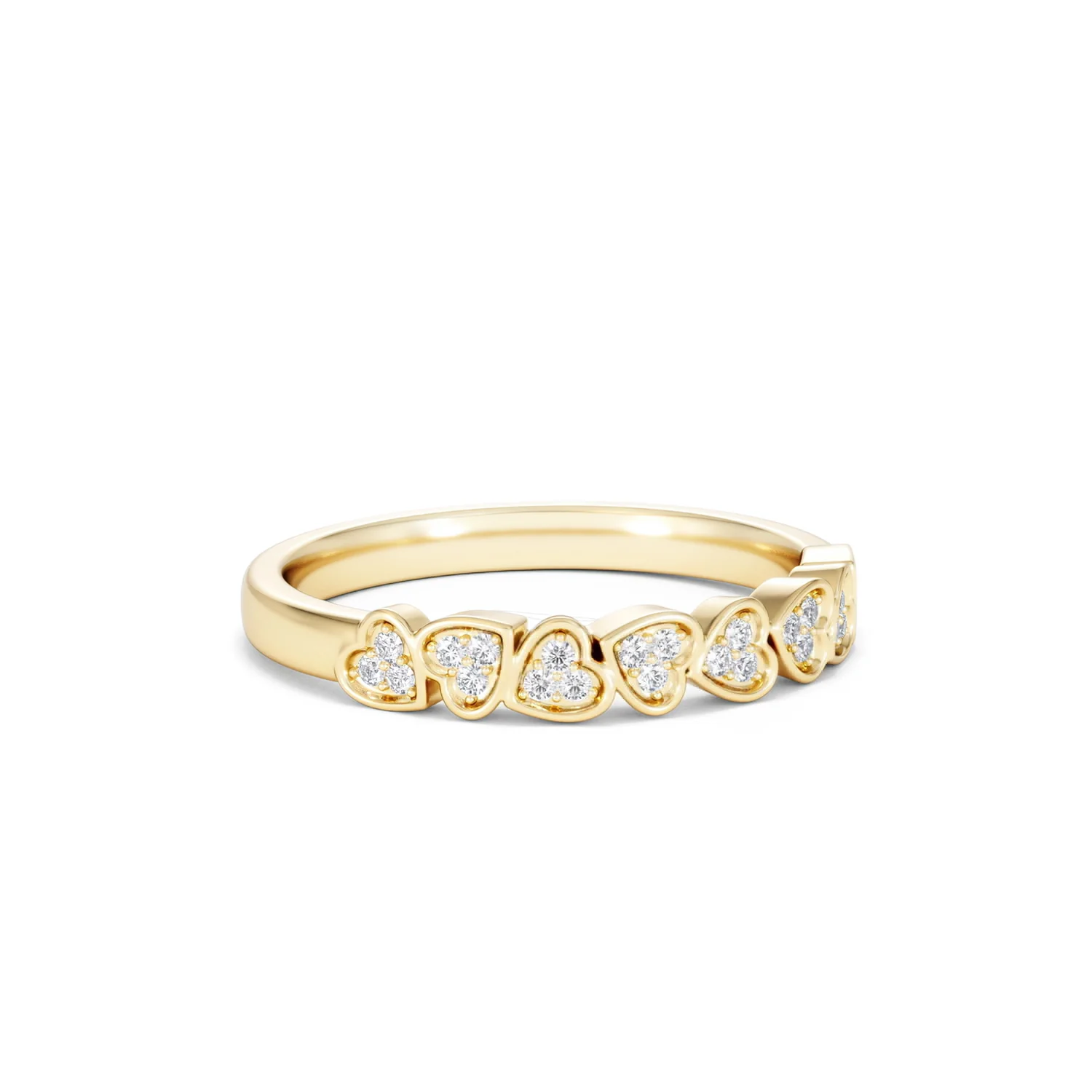 Heart Half Eternity Ring Lab Diamond 0.11ct in 18K Gold Vermeil - Image 17