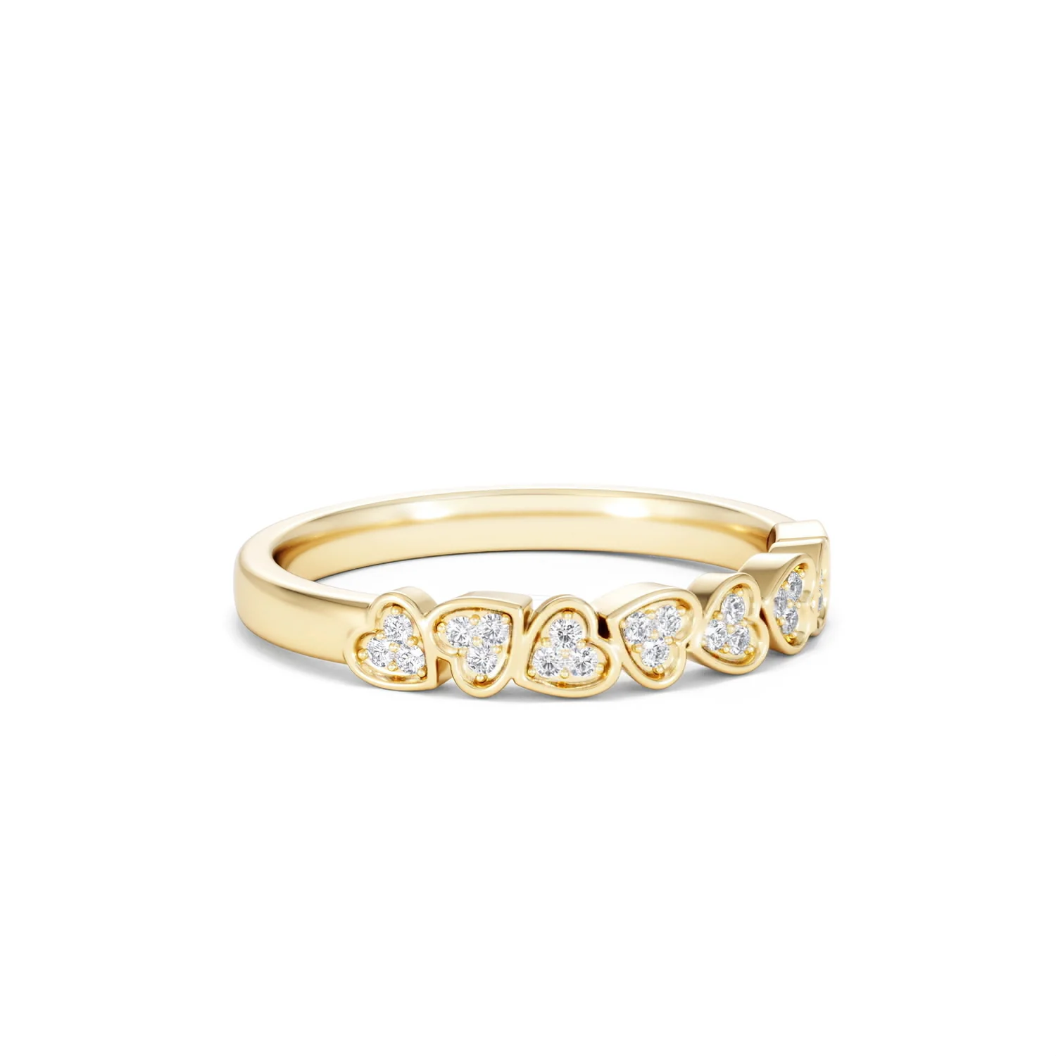 Heart Half Eternity Ring Lab Diamond 0.11ct in 18K Gold Vermeil - Image 18