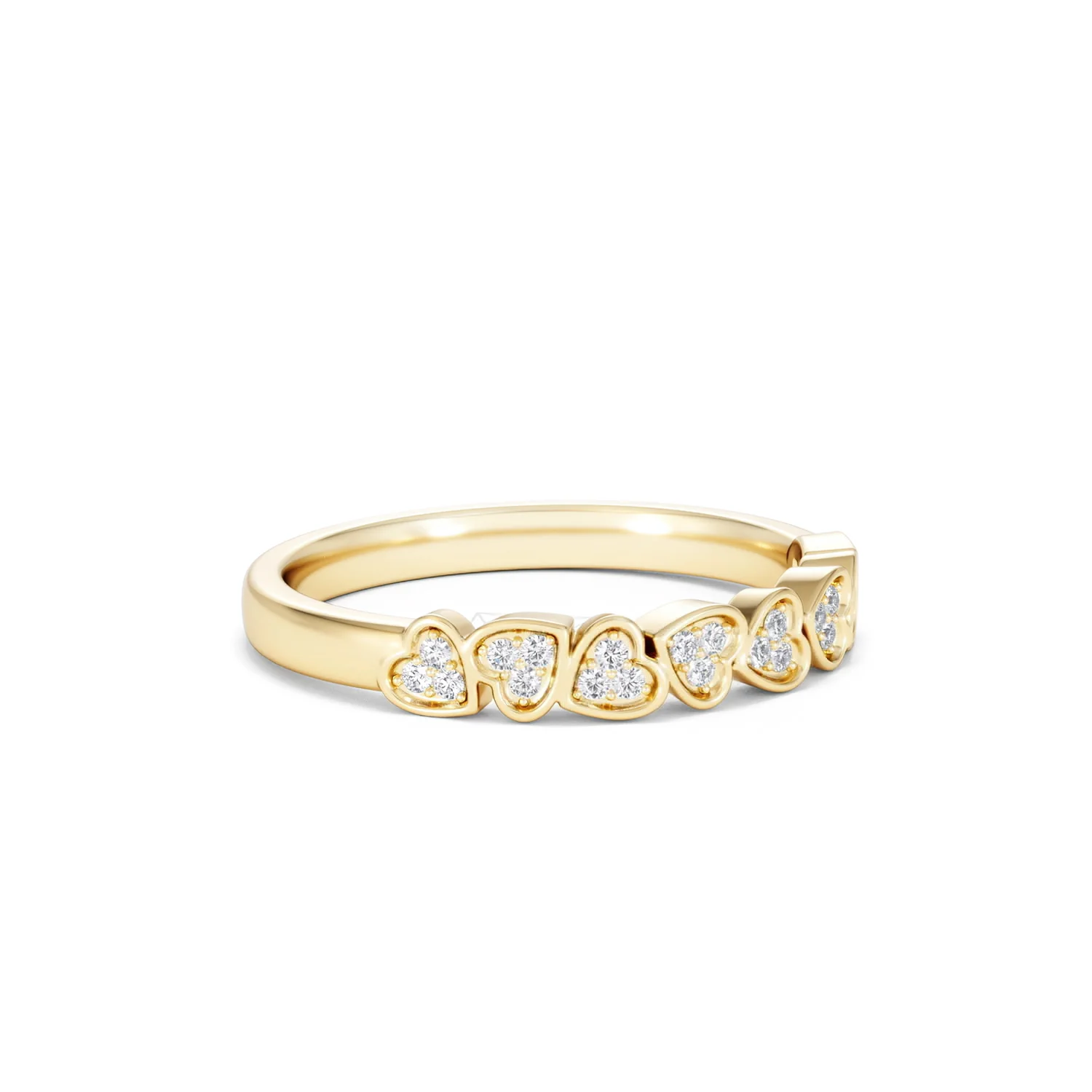 Heart Half Eternity Ring Lab Diamond 0.11ct in 18K Gold Vermeil - Image 19
