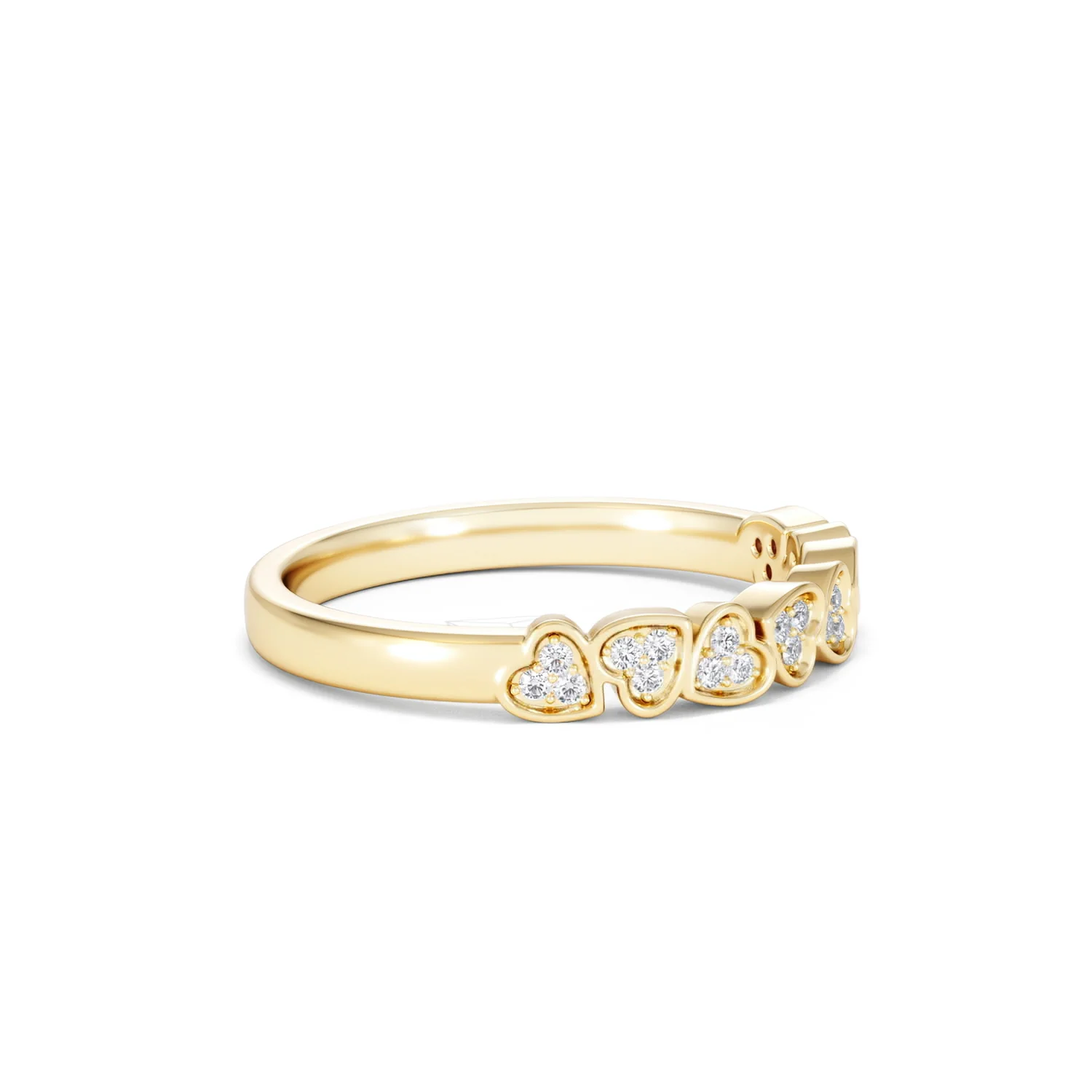 Heart Half Eternity Ring Lab Diamond 0.11ct in 18K Gold Vermeil - Image 24