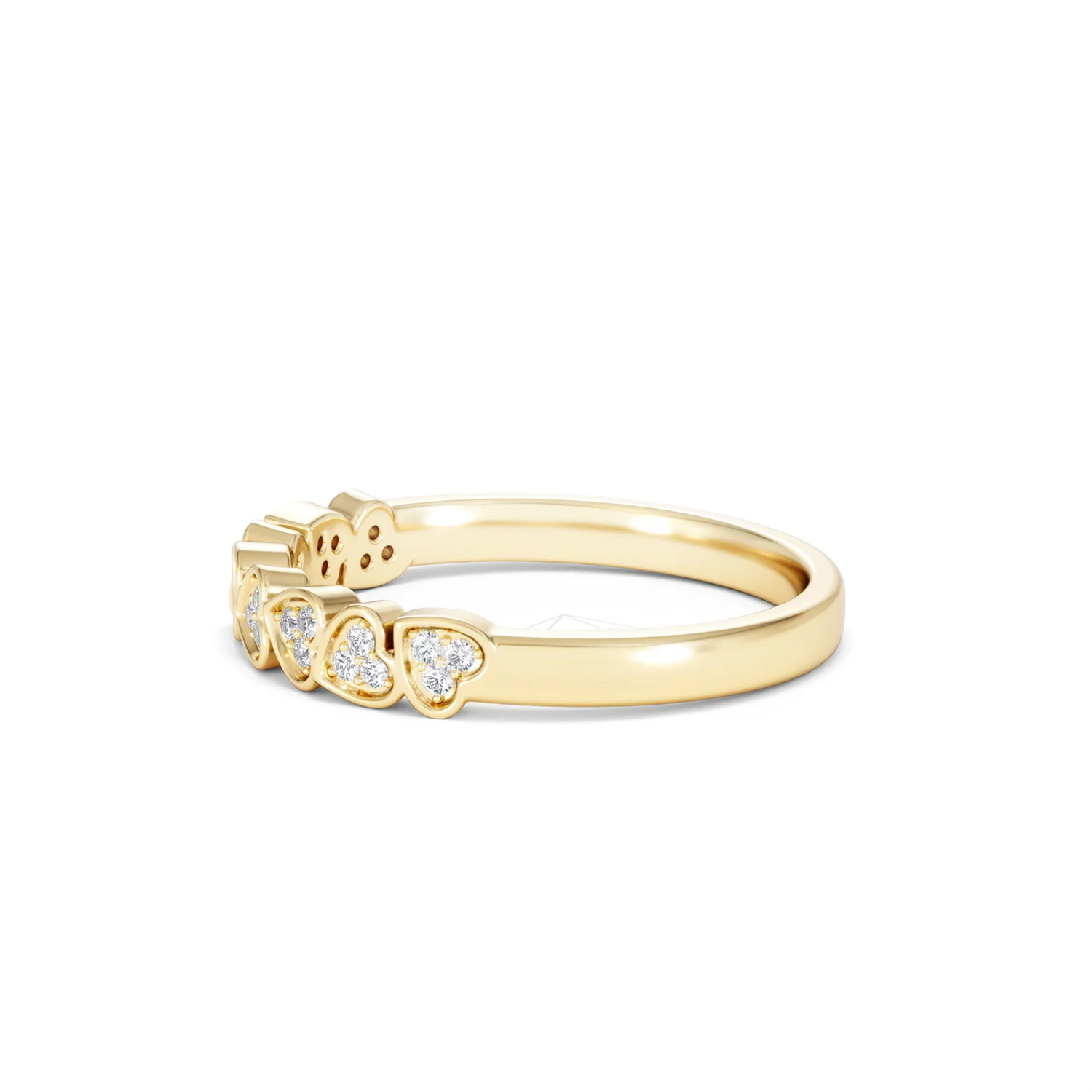 Heart Half Eternity Ring Lab Diamond 0.11ct in 18K Gold Vermeil - Image 73