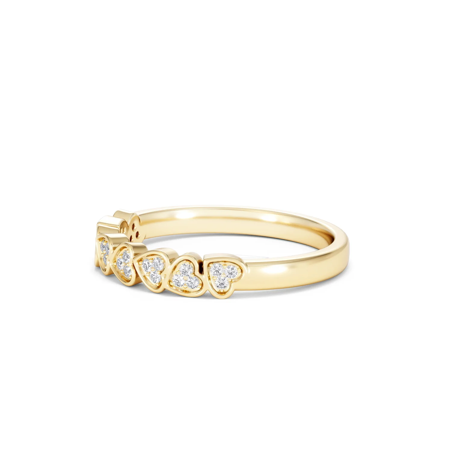 Heart Half Eternity Ring Lab Diamond 0.11ct in 18K Gold Vermeil - Image 77