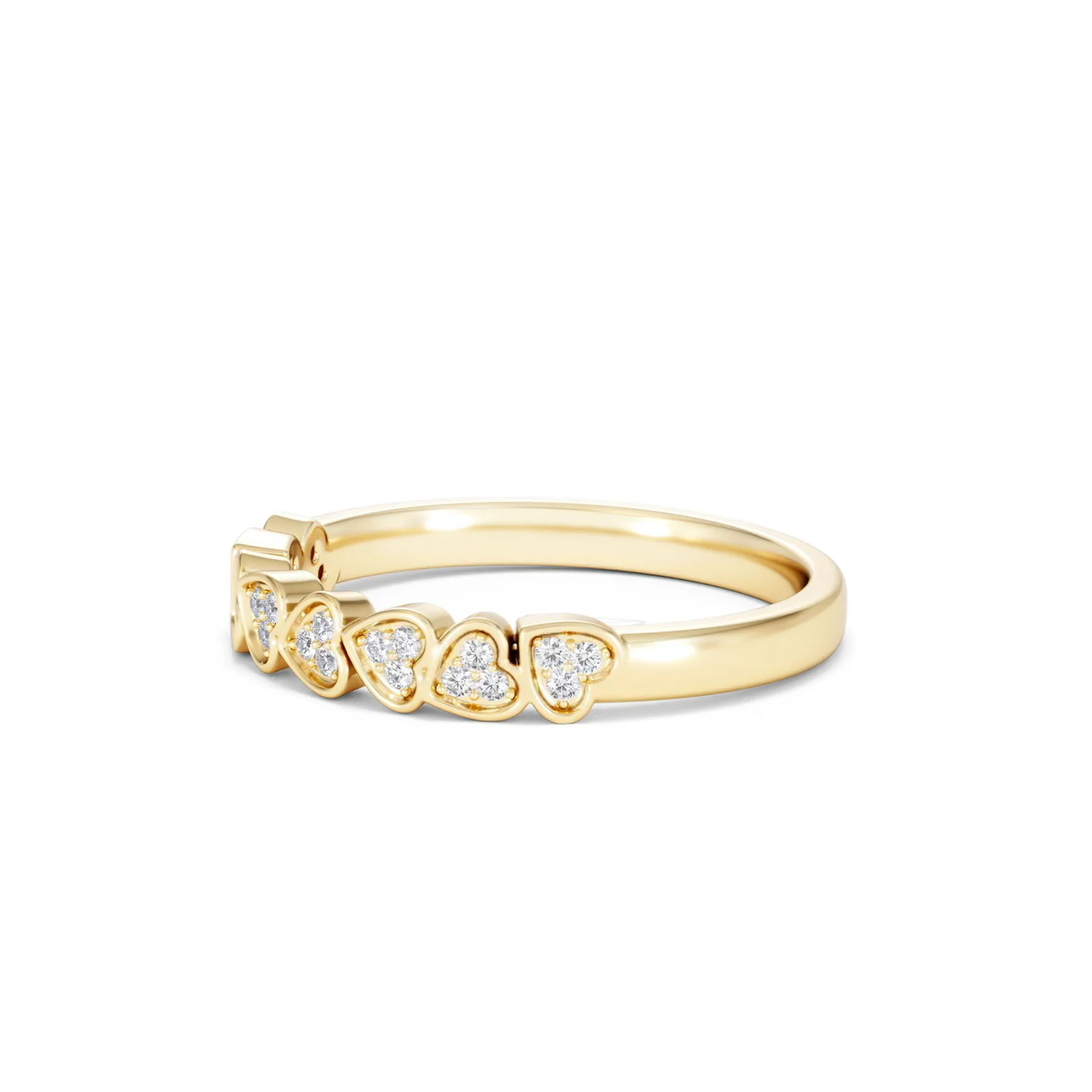 Heart Half Eternity Ring Lab Diamond 0.11ct in 18K Gold Vermeil - Image 78
