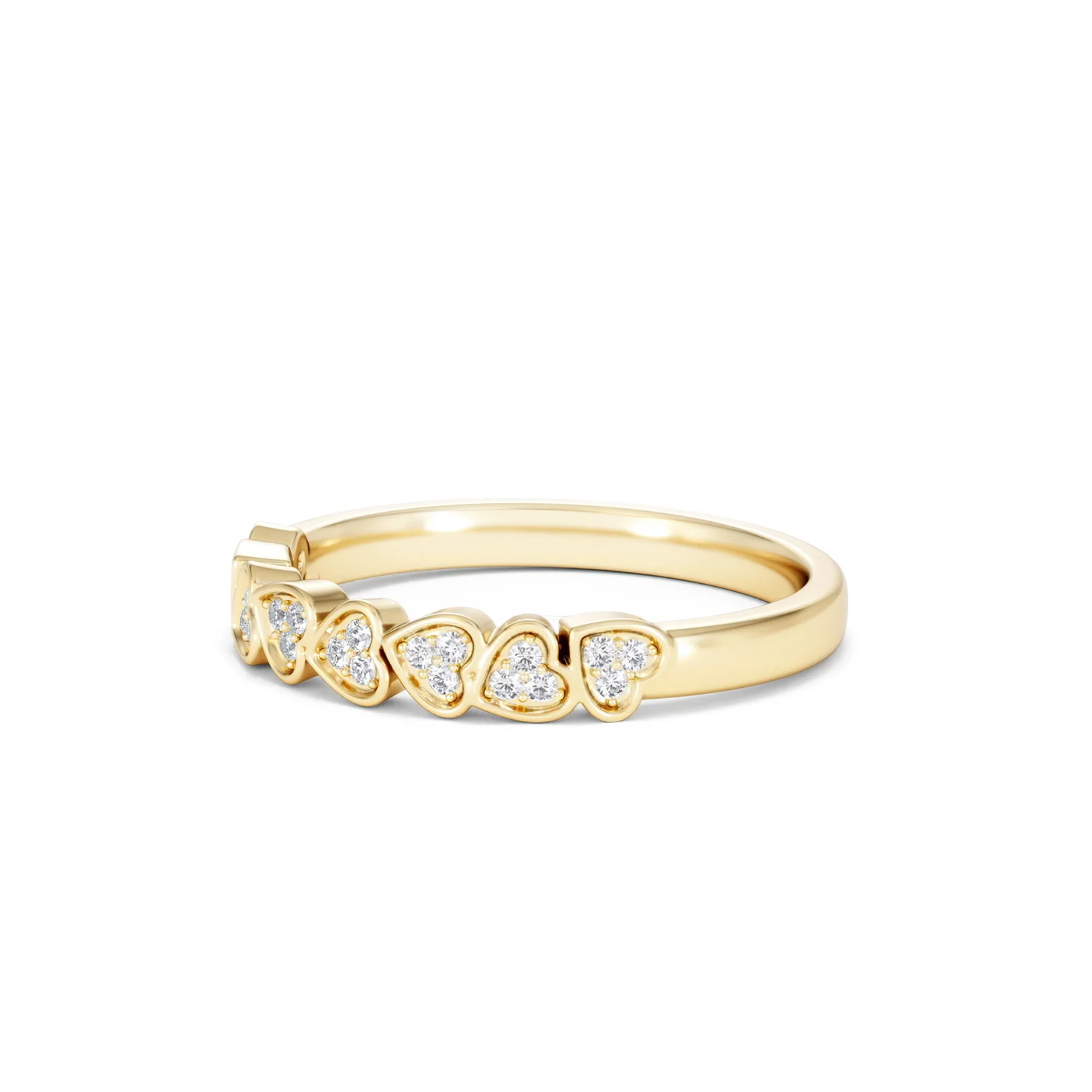 Heart Half Eternity Ring Lab Diamond 0.11ct in 18K Gold Vermeil - Image 80