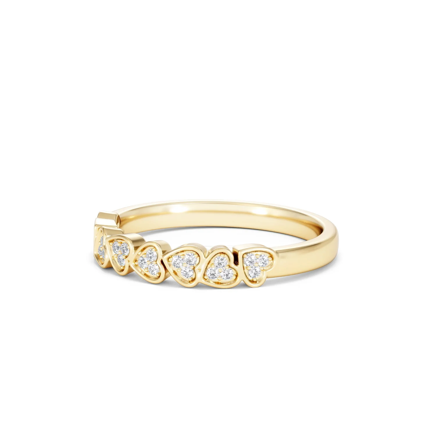 Heart Half Eternity Ring Lab Diamond 0.11ct in 18K Gold Vermeil - Image 81