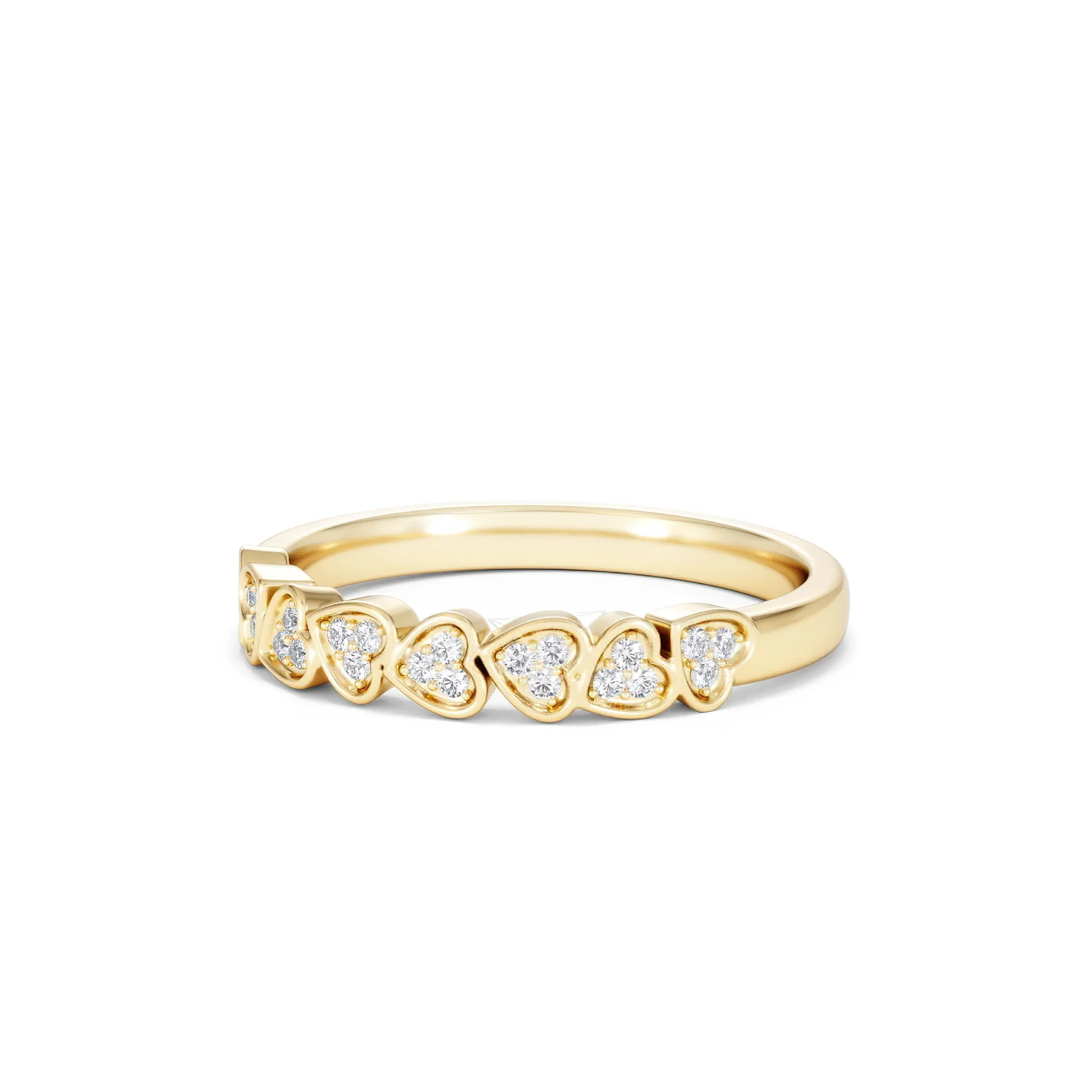 Heart Half Eternity Ring Lab Diamond 0.11ct in 18K Gold Vermeil - Image 84