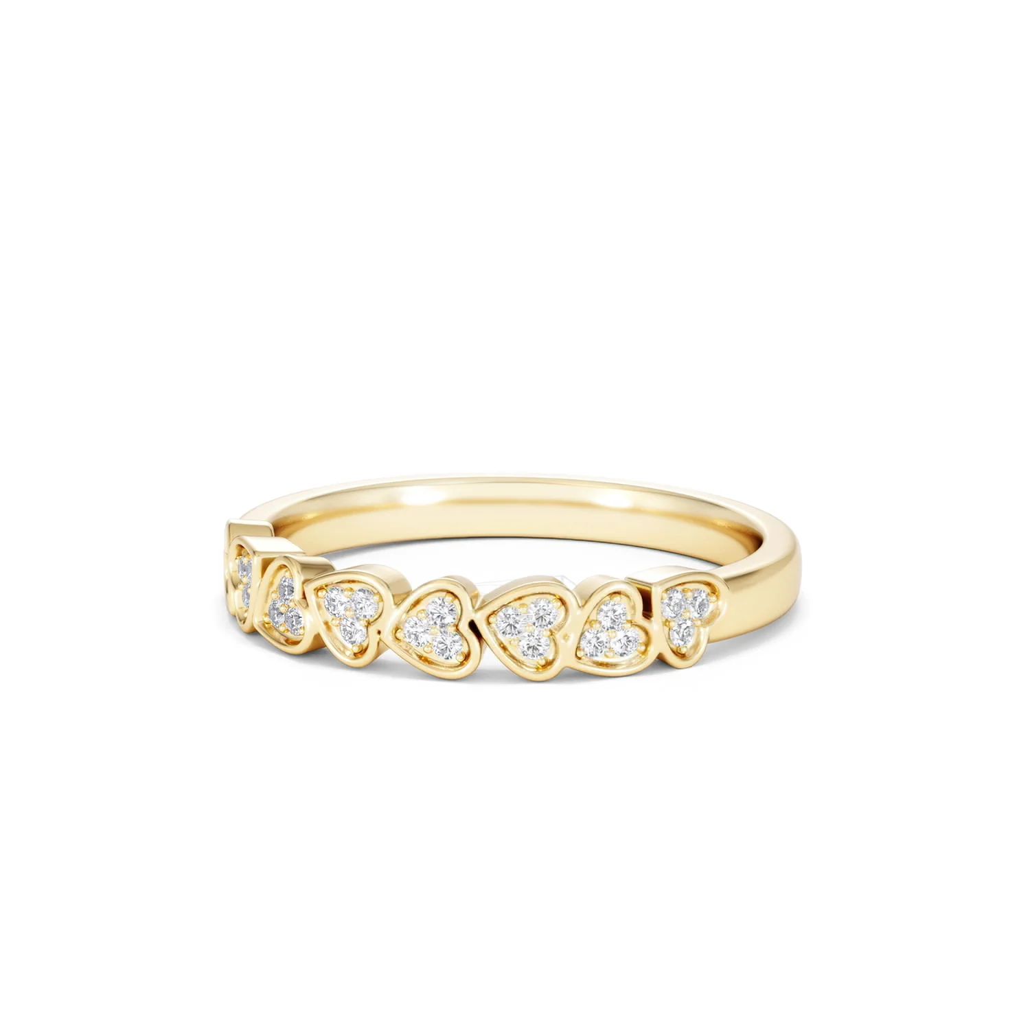 Heart Half Eternity Ring Lab Diamond 0.11ct in 18K Gold Vermeil - Image 85