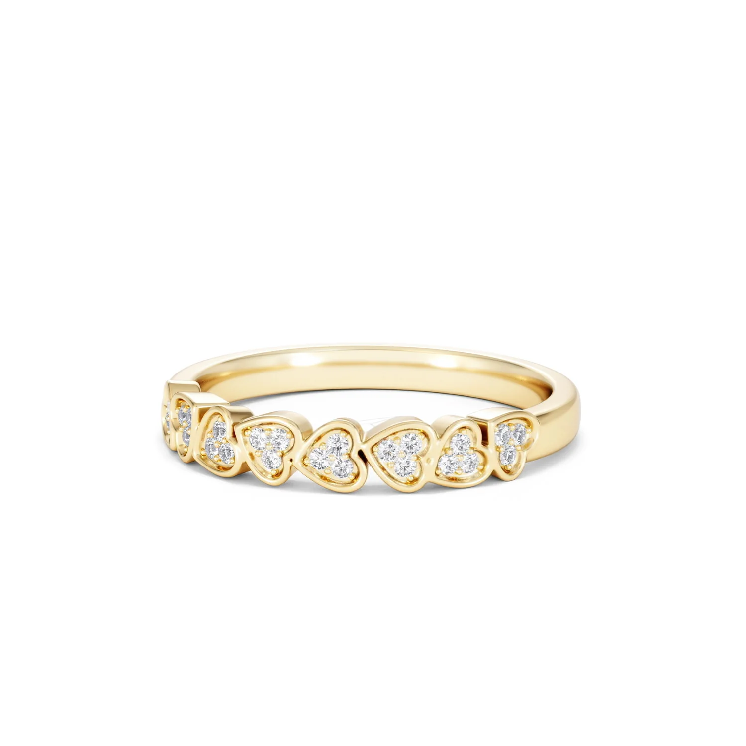 Heart Half Eternity Ring Lab Diamond 0.11ct in 18K Gold Vermeil - Image 86