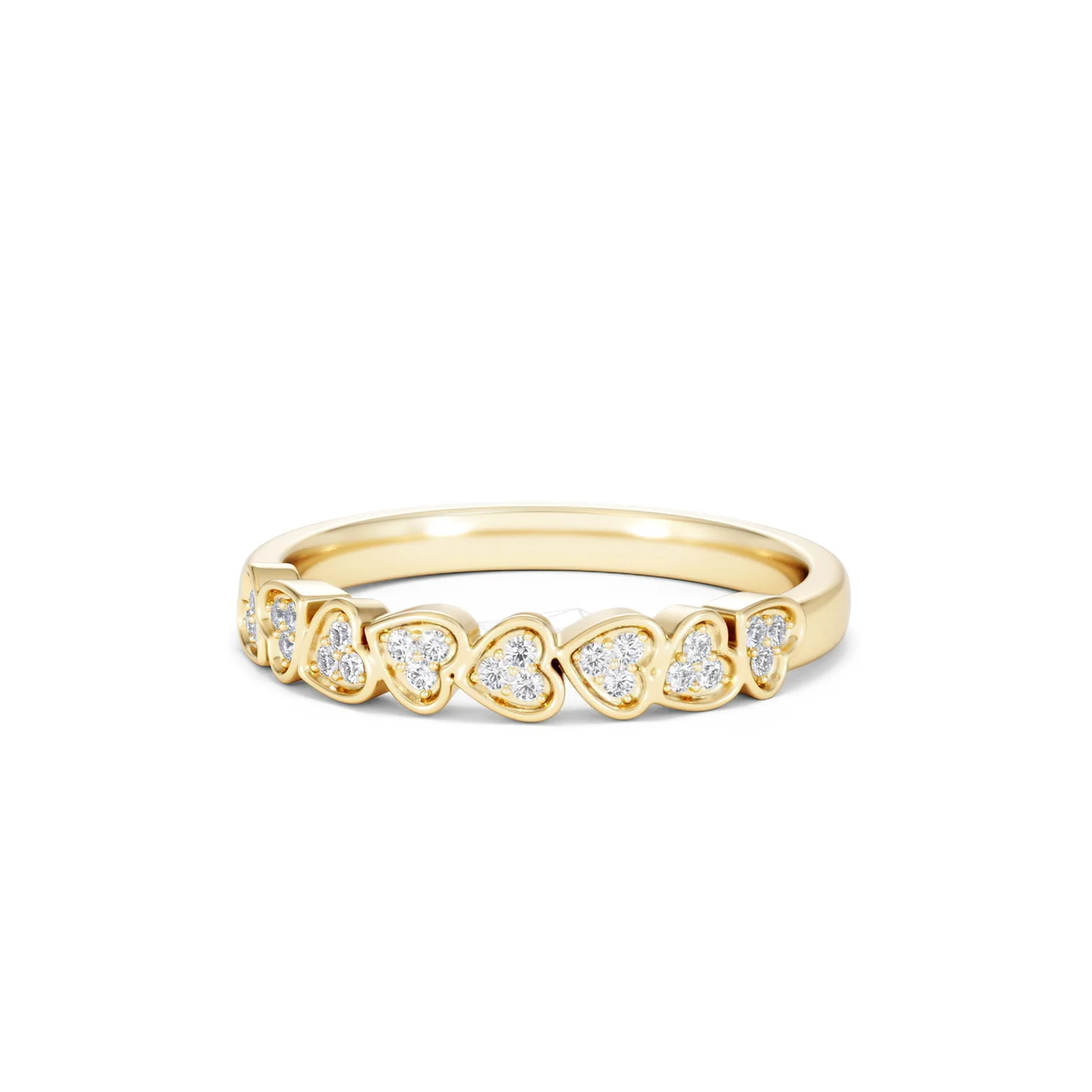 Heart Half Eternity Ring Lab Diamond 0.11ct in 18K Gold Vermeil - Image 87