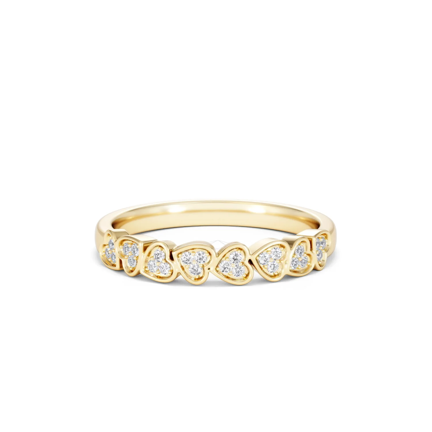 Heart Half Eternity Ring Lab Diamond 0.11ct in 18K Gold Vermeil - Image 90