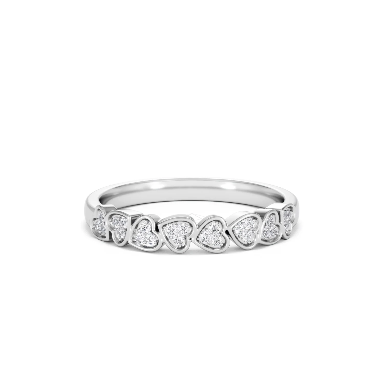 Heart Half Eternity Ring Lab Diamond 0.11ct in 925 SIlver - Image 11