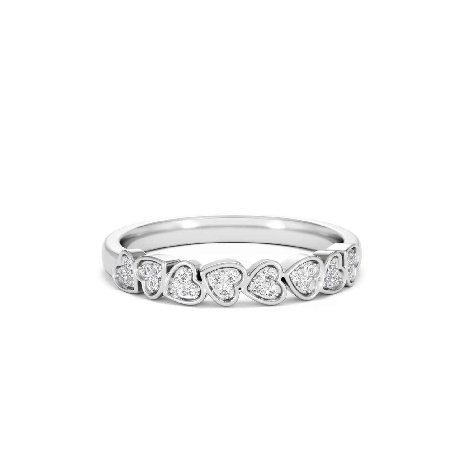 Heart Half Eternity Ring Lab Diamond 0.11ct in 925 SIlver - Image 12