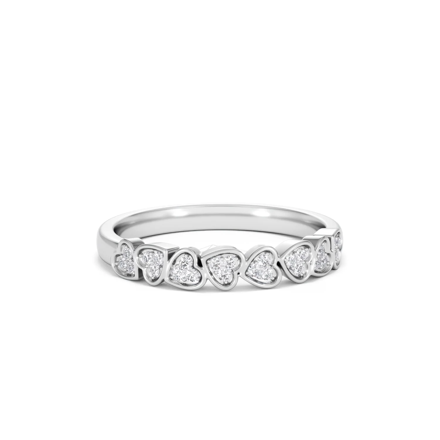 Heart Half Eternity Ring Lab Diamond 0.11ct in 925 SIlver - Image 13