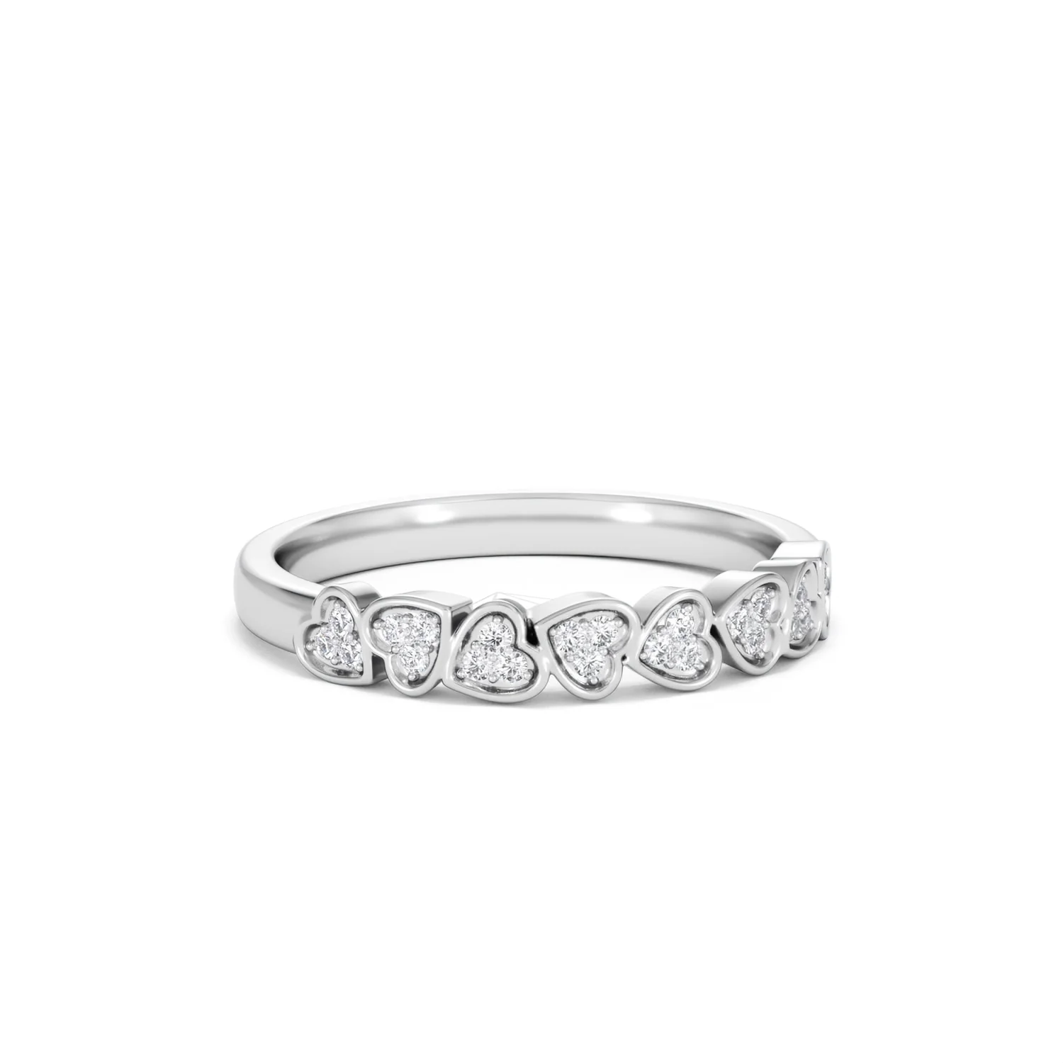 Heart Half Eternity Ring Lab Diamond 0.11ct in 925 SIlver - Image 15