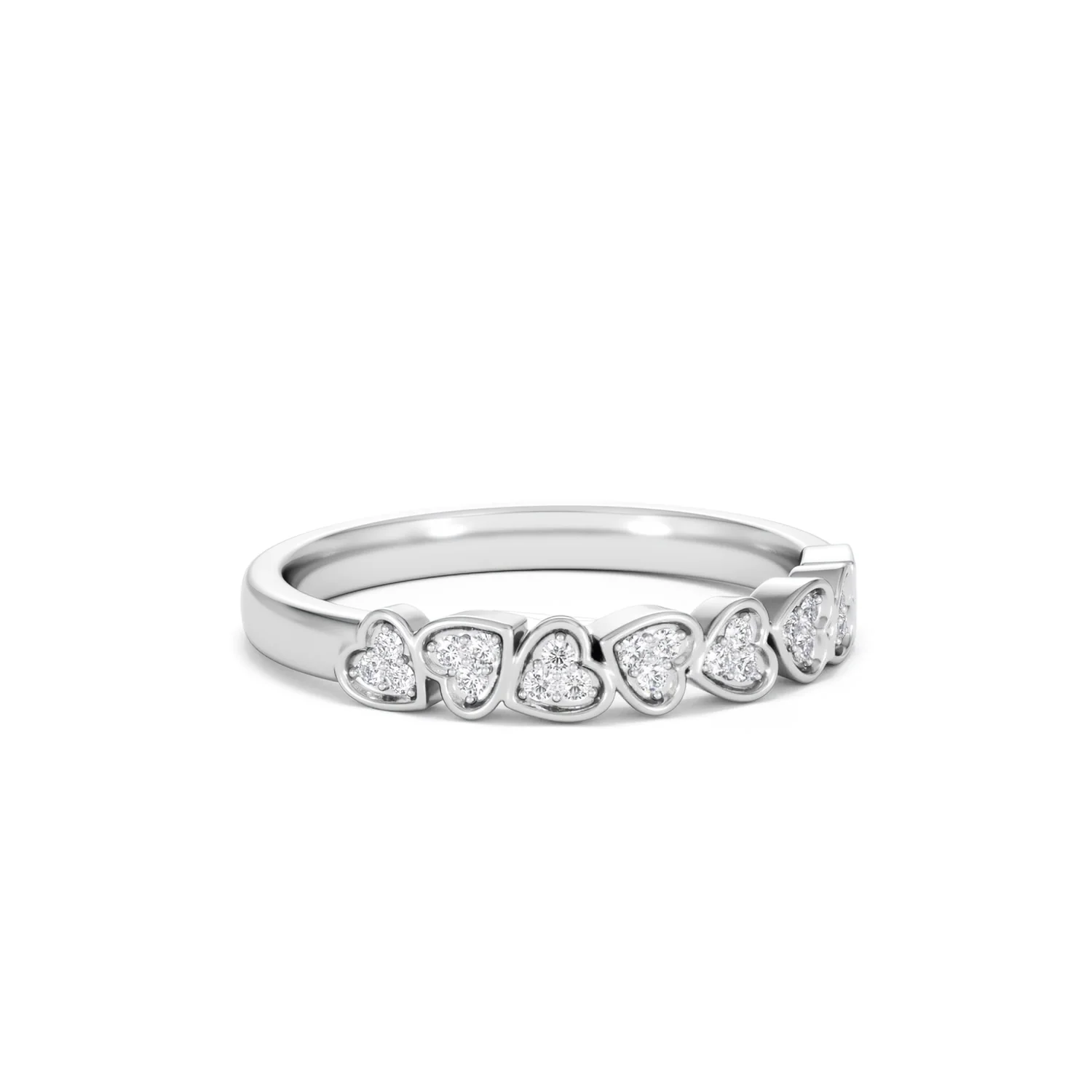 Heart Half Eternity Ring Lab Diamond 0.11ct in 925 SIlver - Image 17