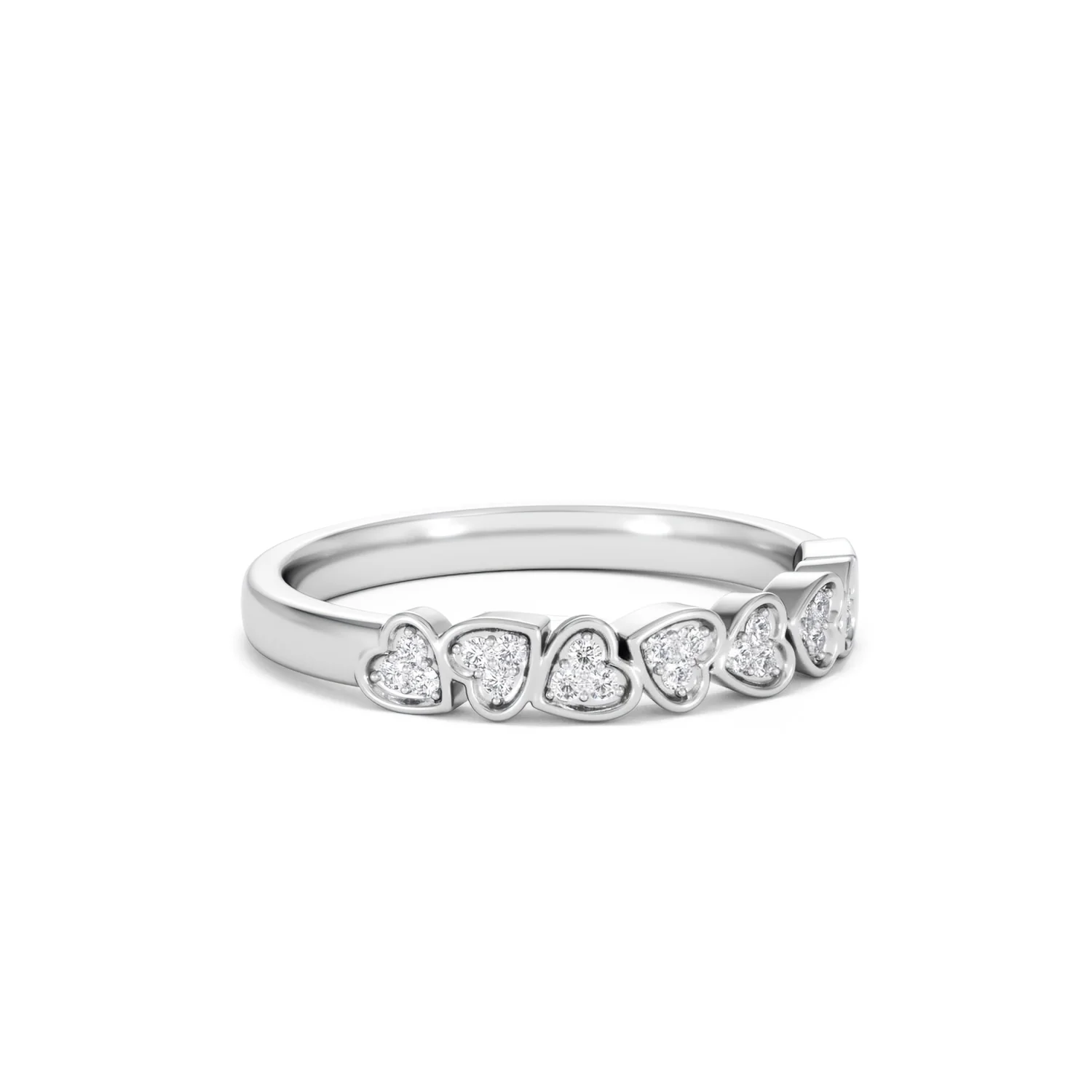 Heart Half Eternity Ring Lab Diamond 0.11ct in 925 SIlver - Image 18