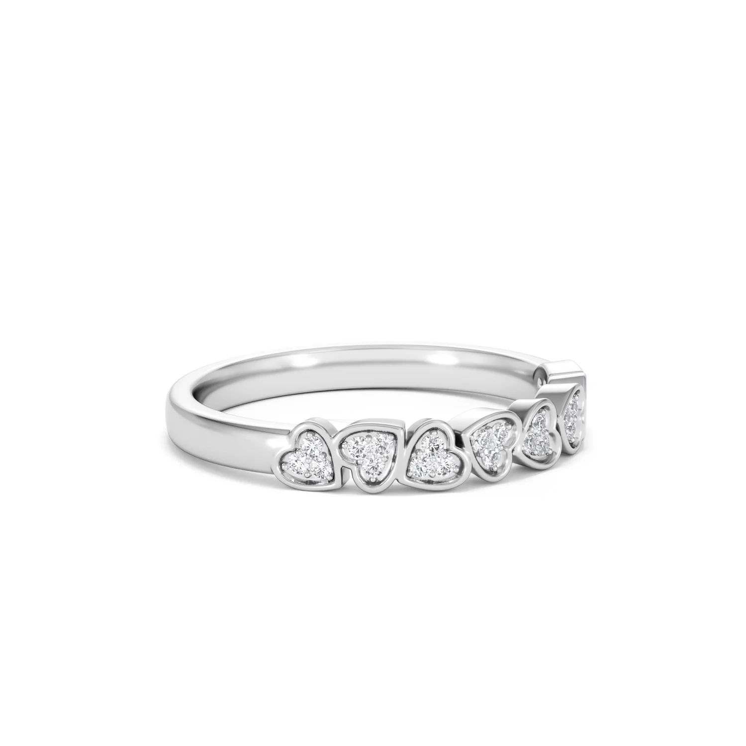 Heart Half Eternity Ring Lab Diamond 0.11ct in 925 SIlver - Image 20