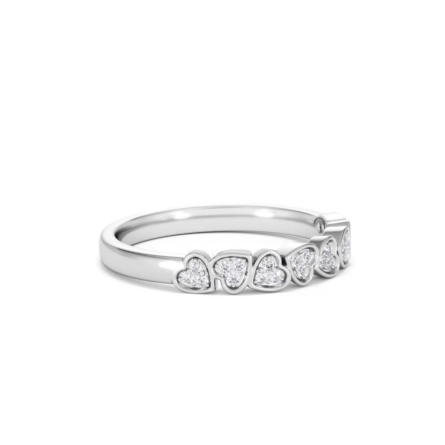 Heart Half Eternity Ring Lab Diamond 0.11ct in 925 SIlver - Image 21