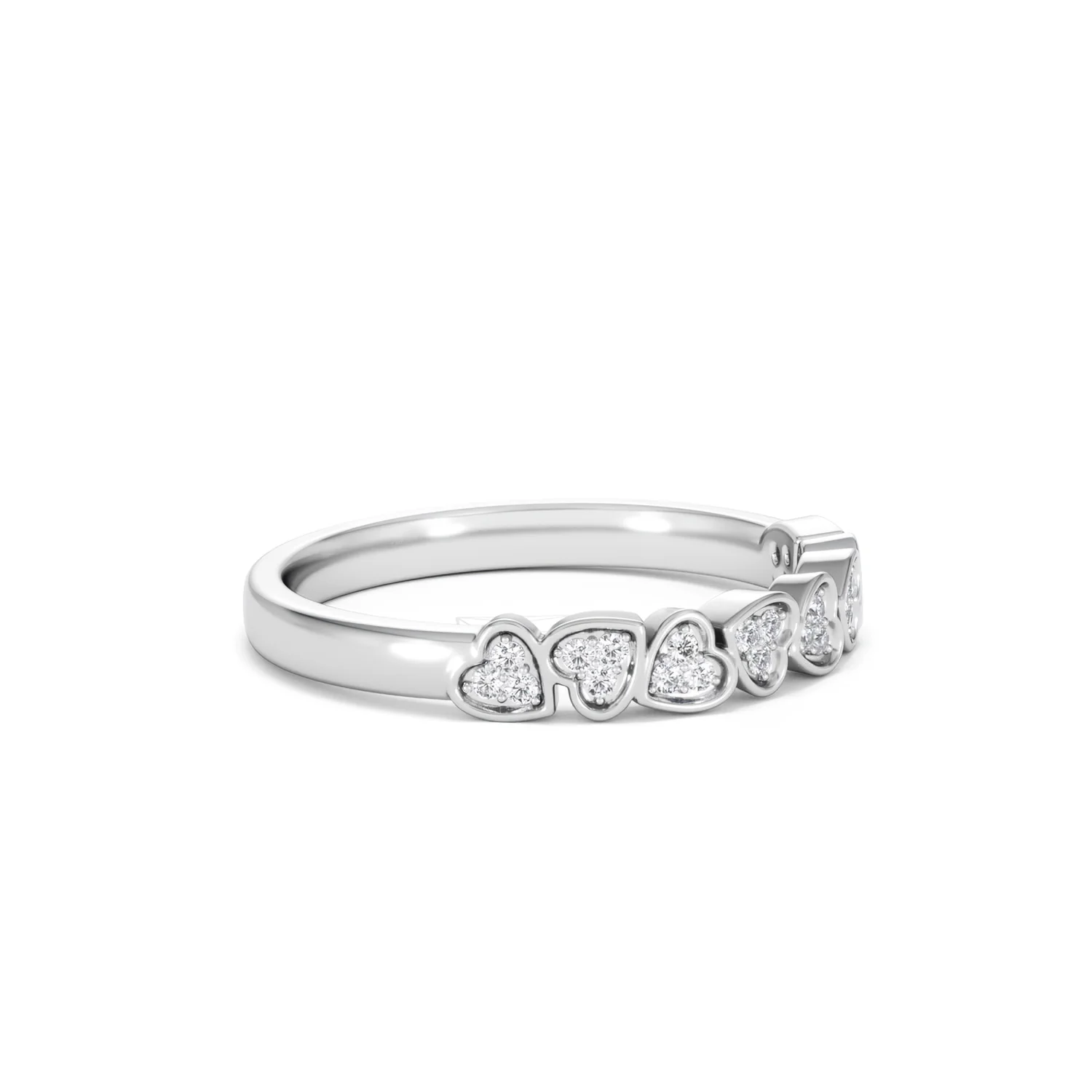 Heart Half Eternity Ring Lab Diamond 0.11ct in 925 SIlver - Image 22