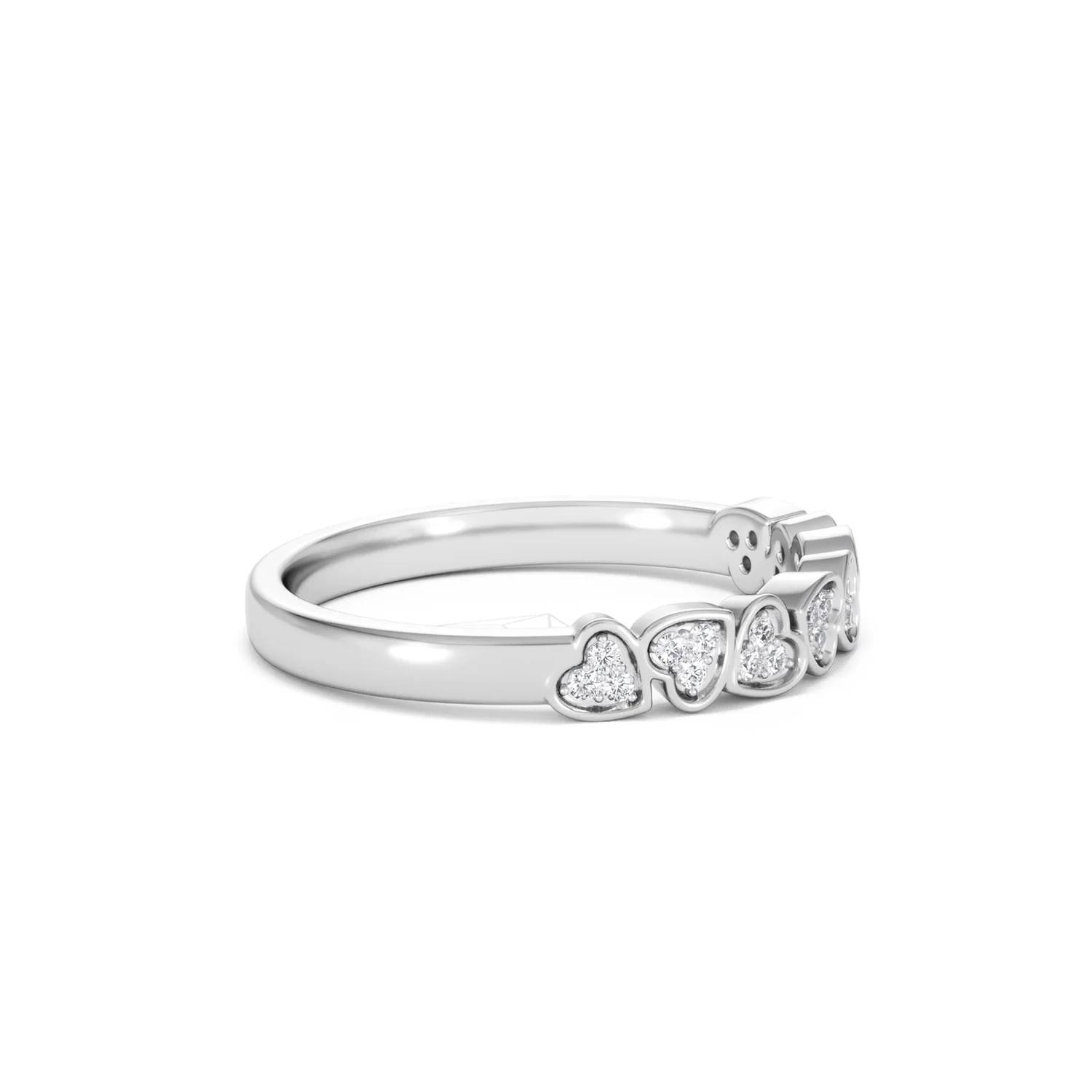 Heart Half Eternity Ring Lab Diamond 0.11ct in 925 SIlver - Image 26