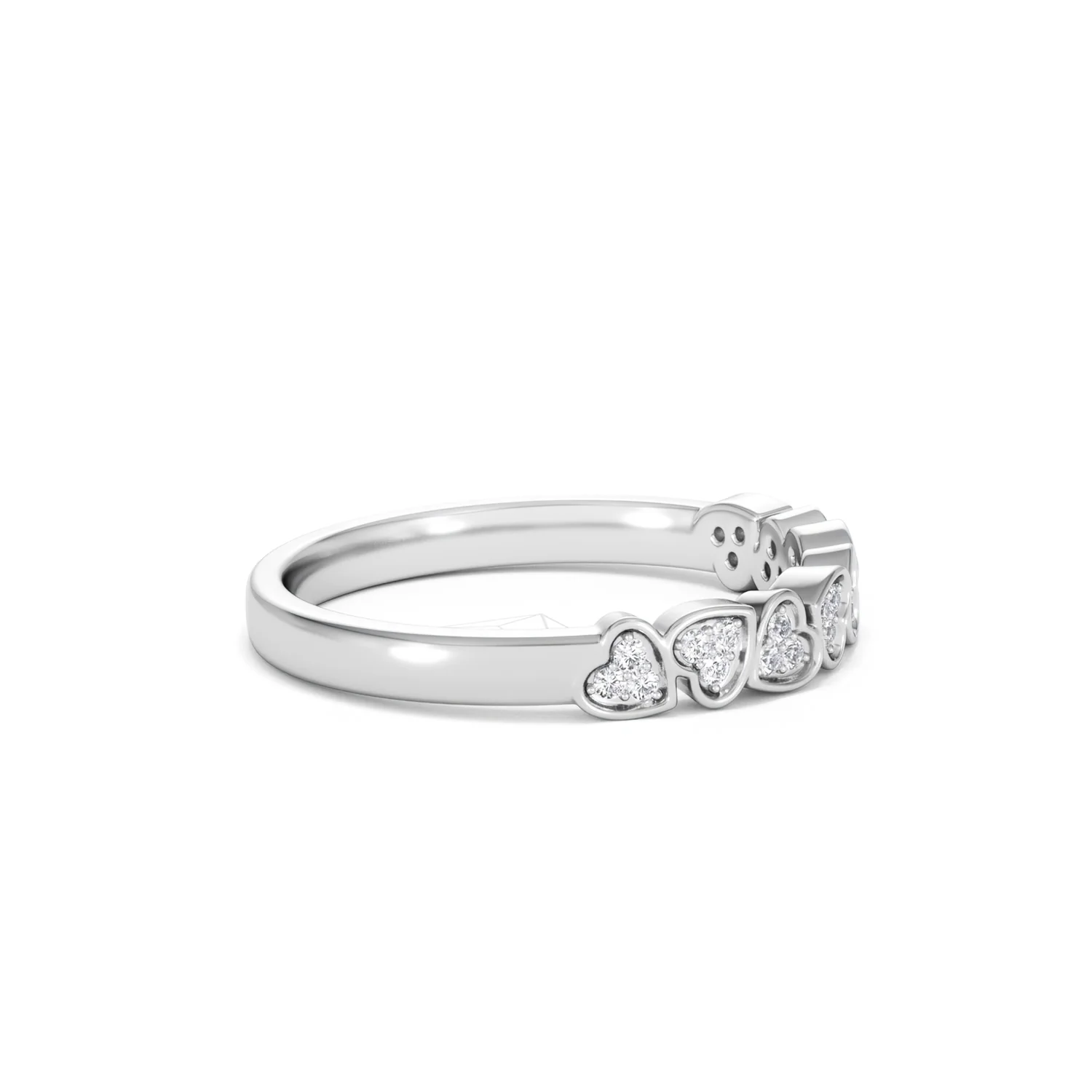 Heart Half Eternity Ring Lab Diamond 0.11ct in 925 SIlver - Image 27