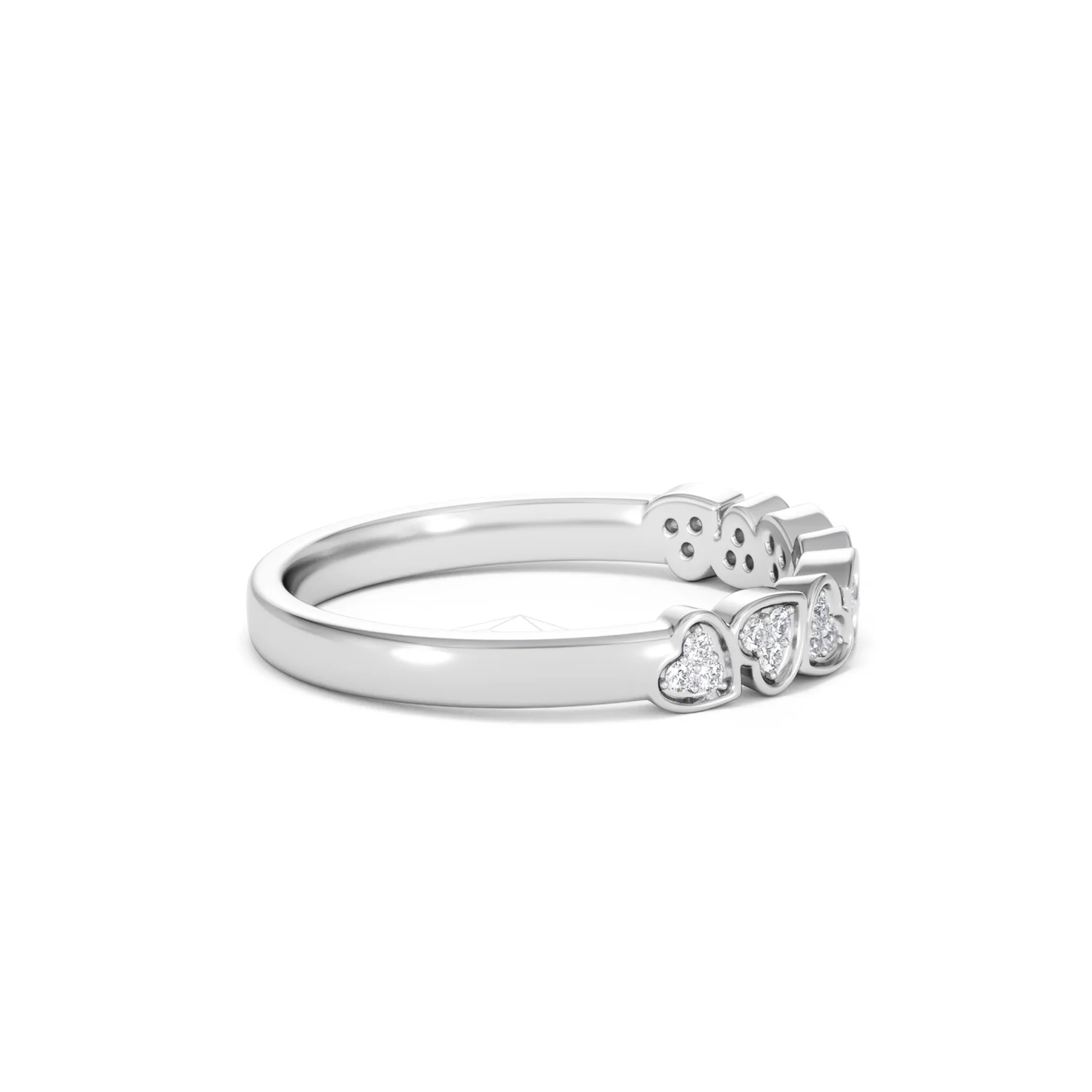Heart Half Eternity Ring Lab Diamond 0.11ct in 925 SIlver - Image 30