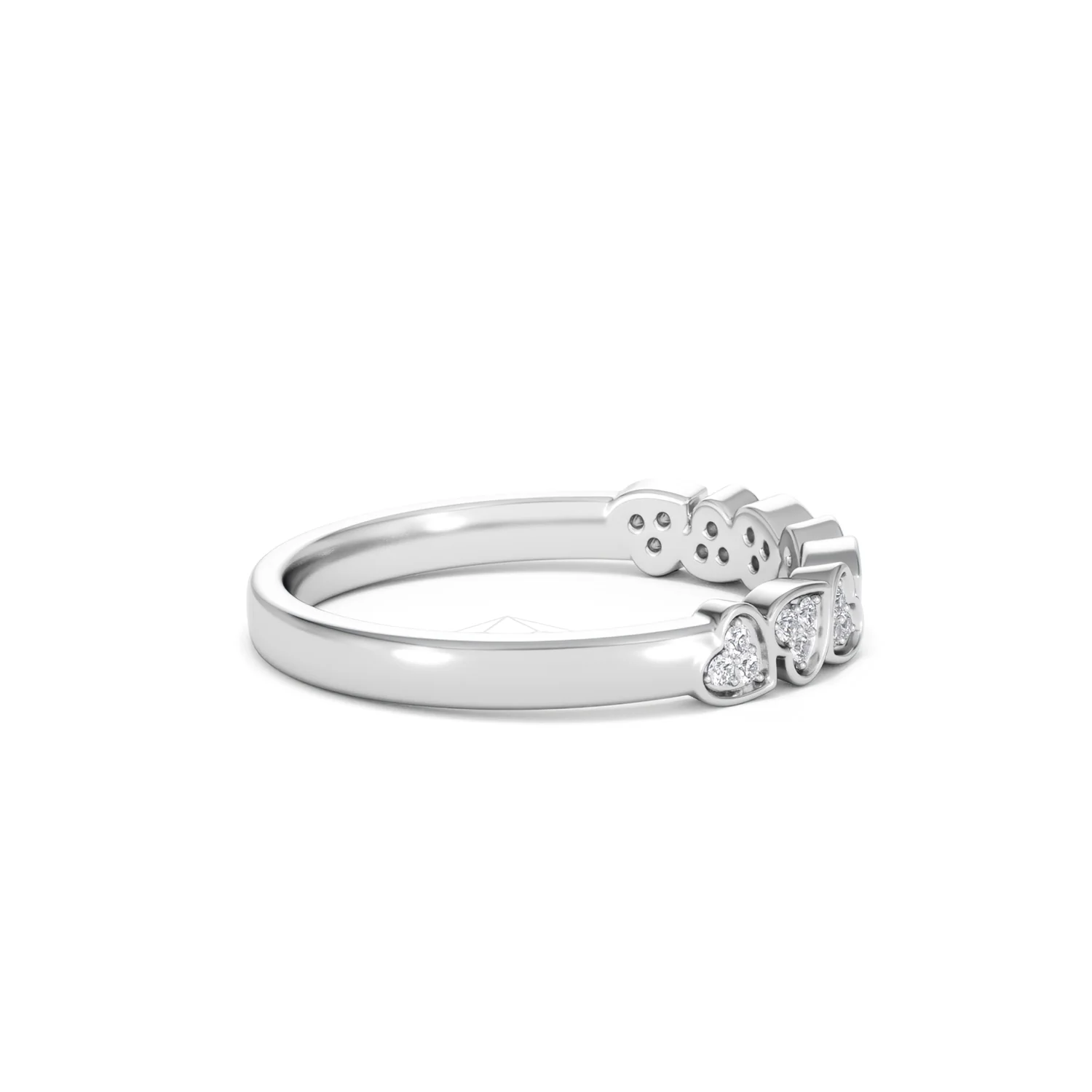 Heart Half Eternity Ring Lab Diamond 0.11ct in 925 SIlver - Image 32