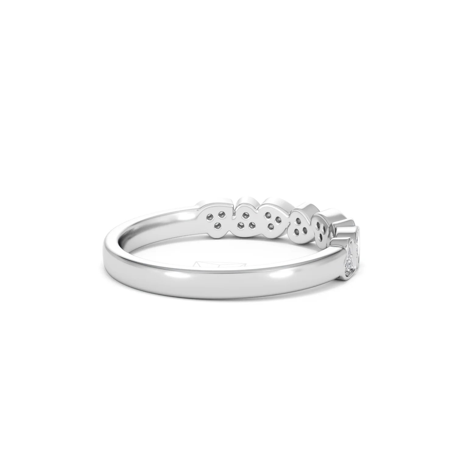 Heart Half Eternity Ring Lab Diamond 0.11ct in 925 SIlver - Image 39