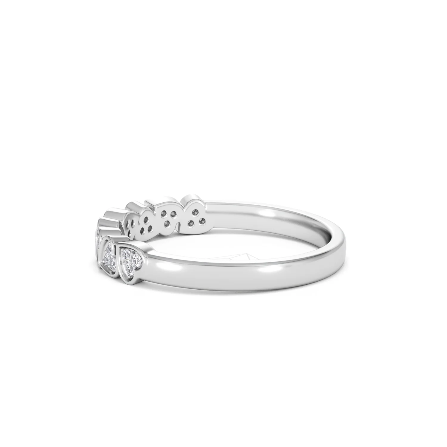 Heart Half Eternity Ring Lab Diamond 0.11ct in 925 SIlver - Image 67