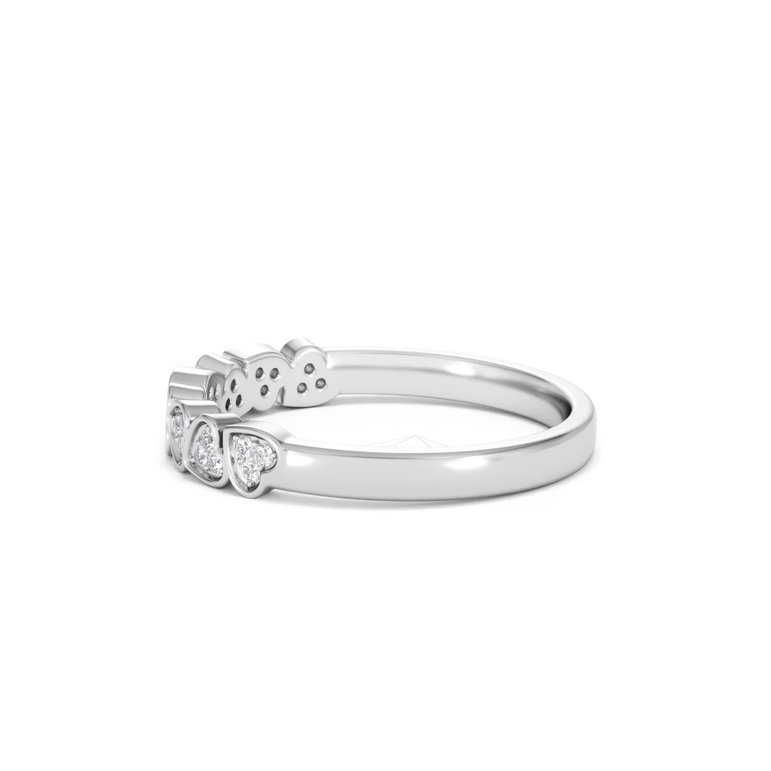 Heart Half Eternity Ring Lab Diamond 0.11ct in 925 SIlver - Image 69