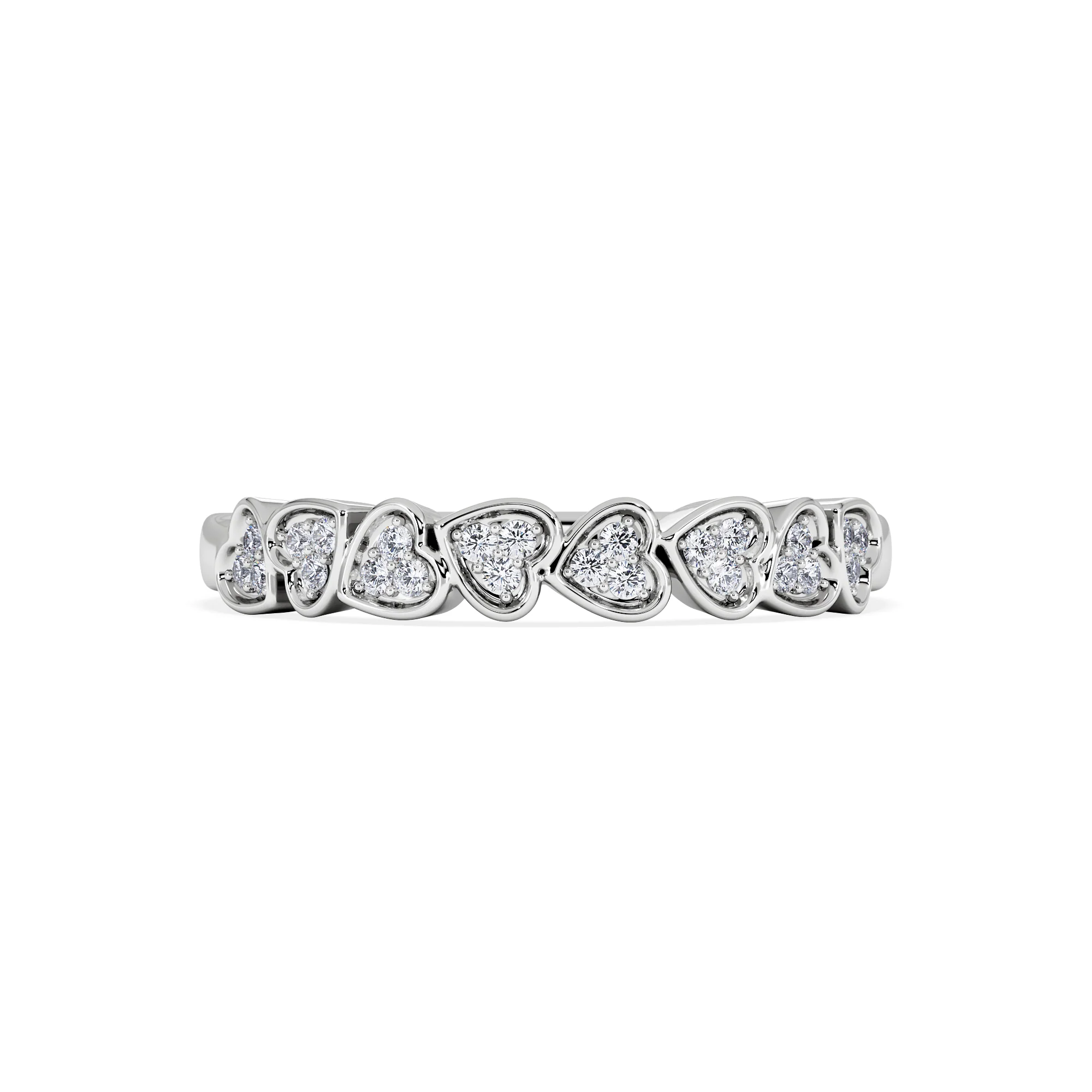 Heart Half Eternity Ring Lab Diamond 0.11ct in 925 SIlver - Image 7