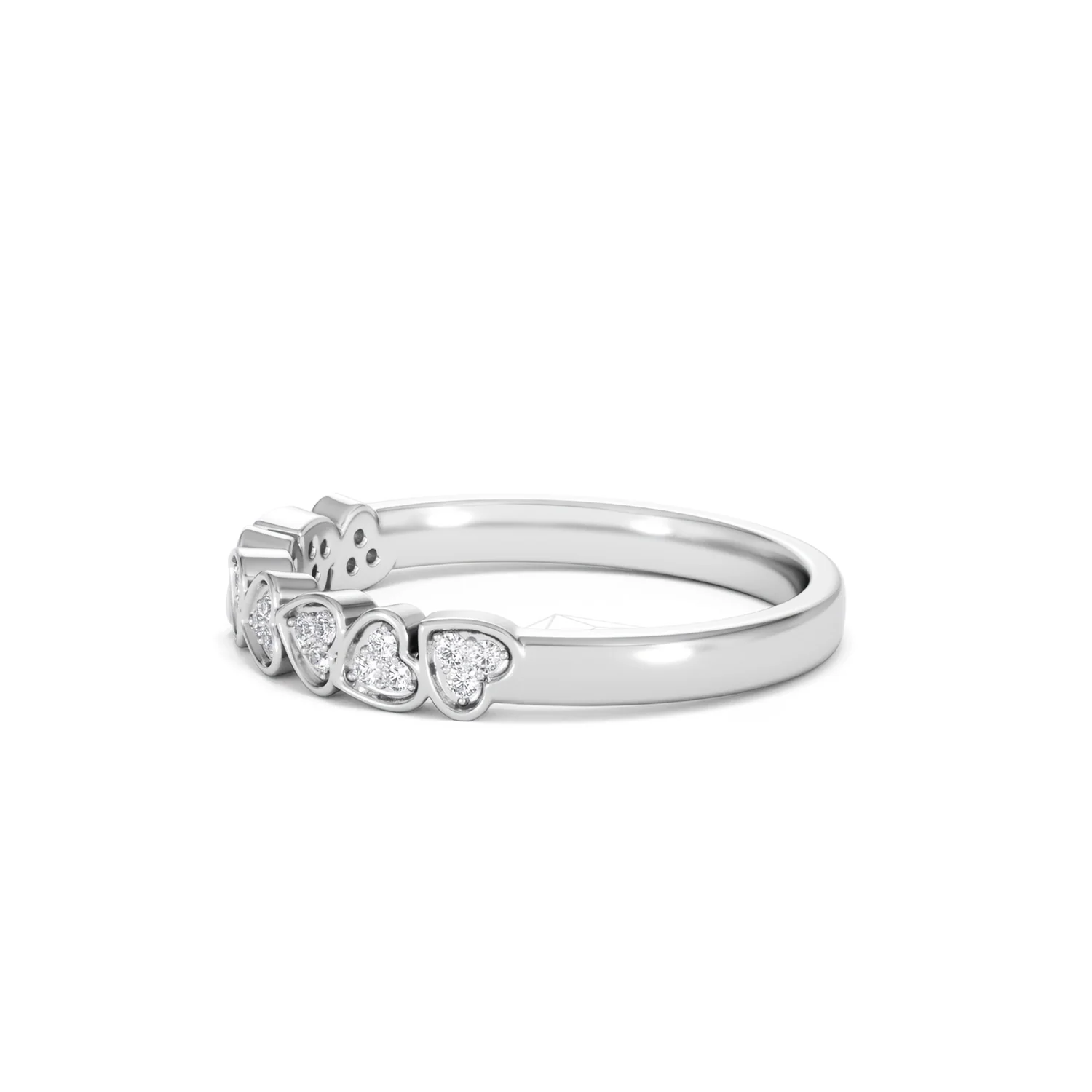 Heart Half Eternity Ring Lab Diamond 0.11ct in 925 SIlver - Image 74