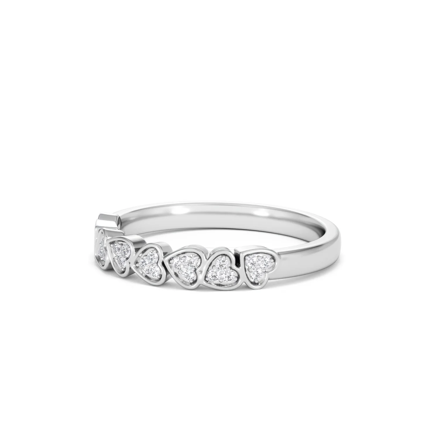 Heart Half Eternity Ring Lab Diamond 0.11ct in 925 SIlver - Image 81