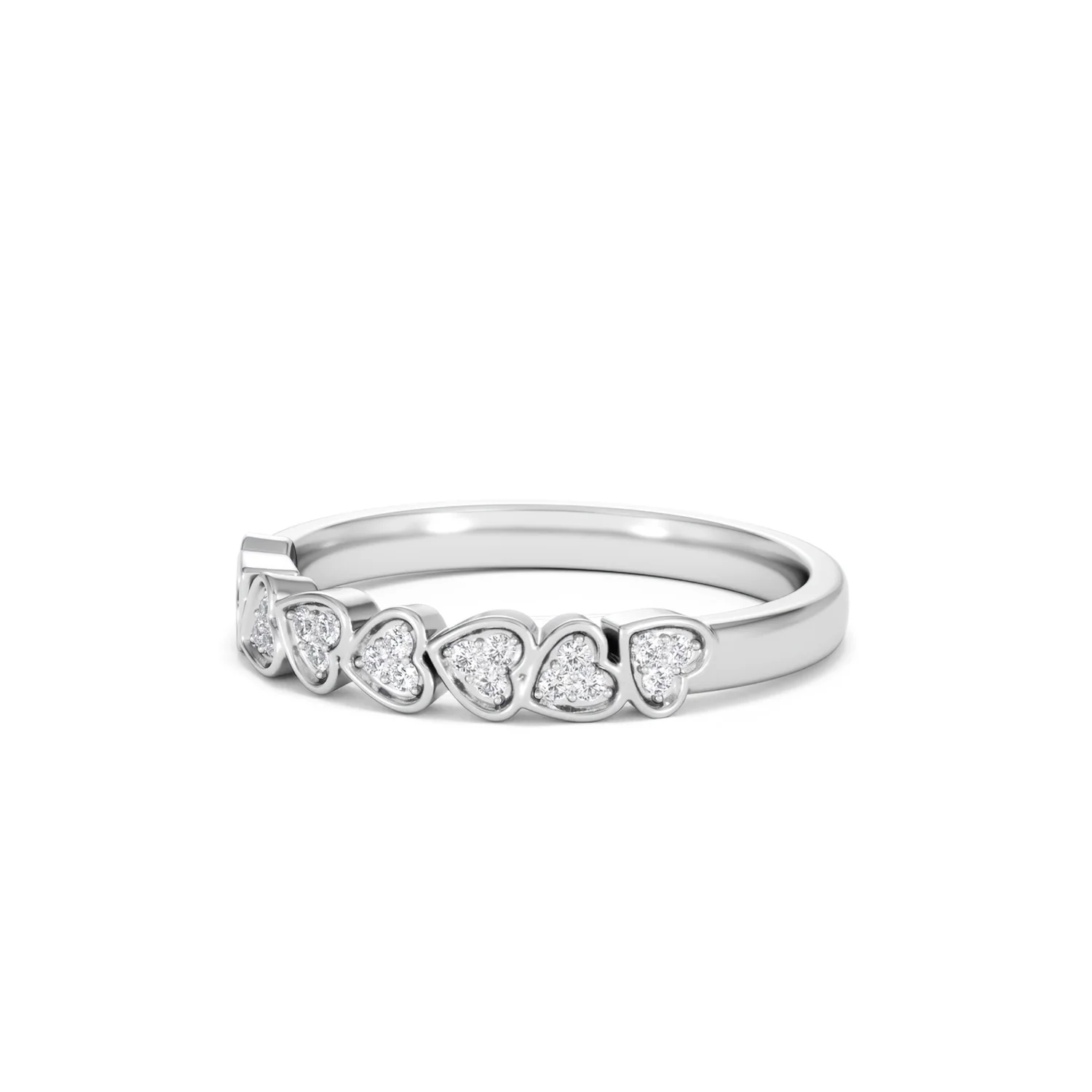 Heart Half Eternity Ring Lab Diamond 0.11ct in 925 SIlver - Image 82