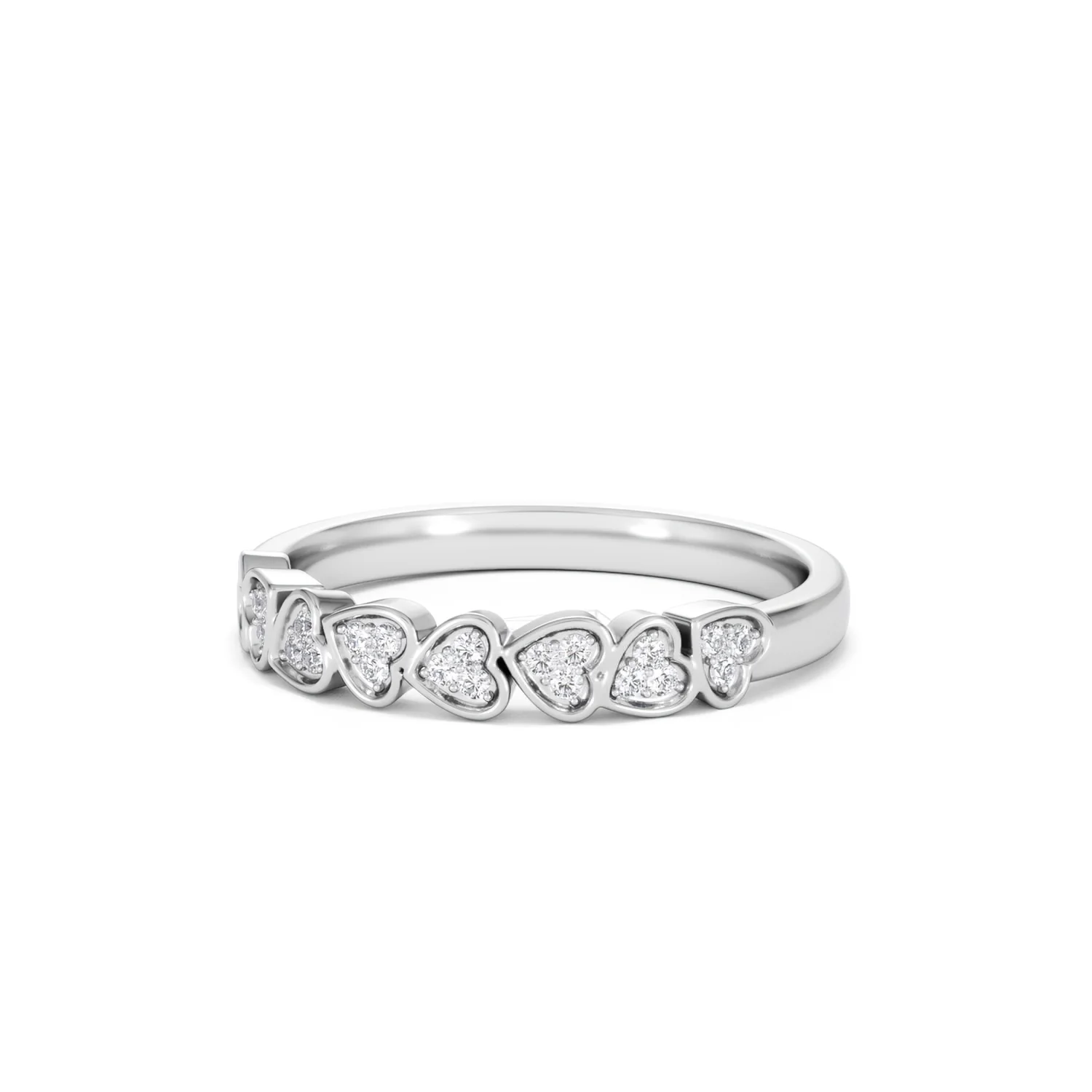 Heart Half Eternity Ring Lab Diamond 0.11ct in 925 SIlver - Image 85