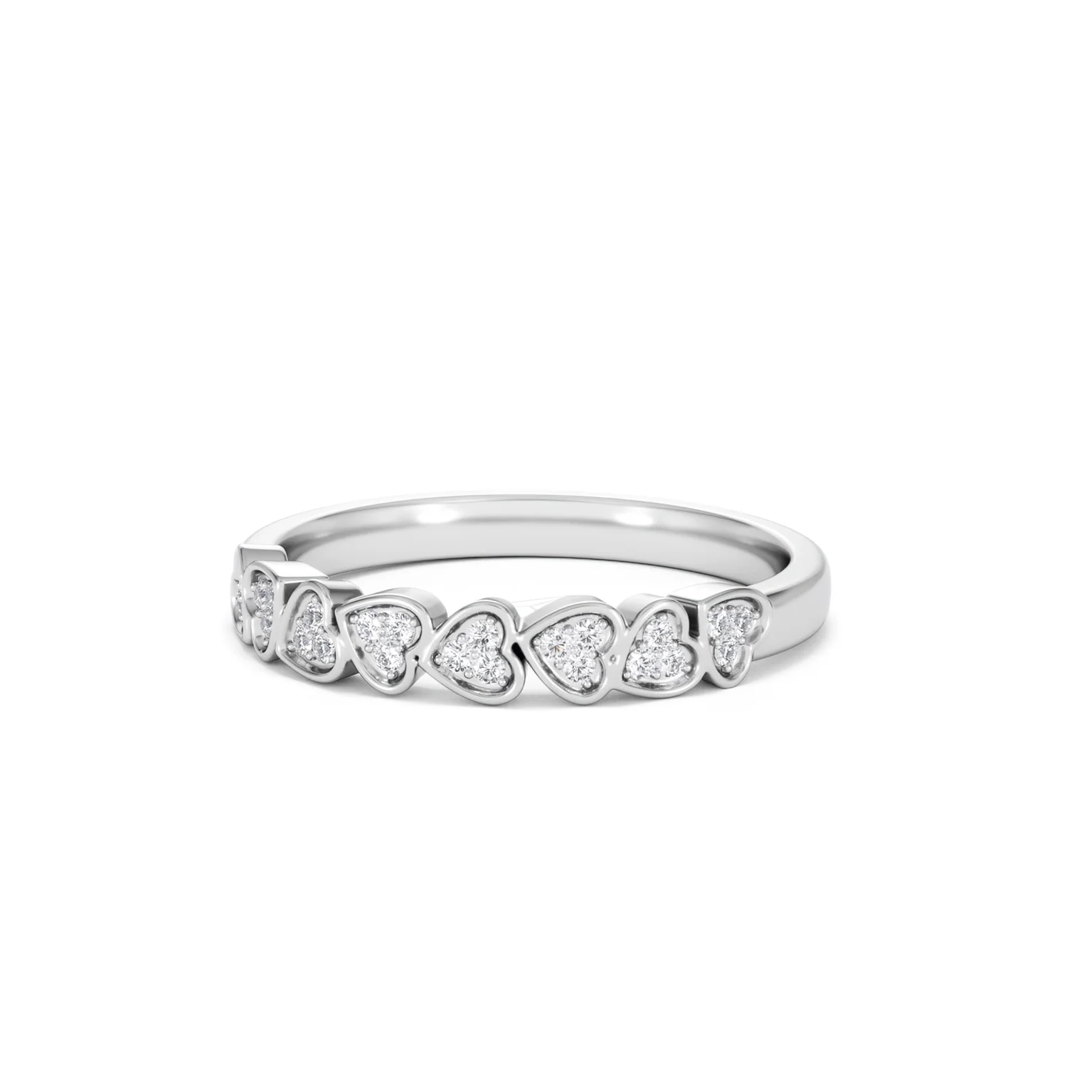 Heart Half Eternity Ring Lab Diamond 0.11ct in 925 SIlver - Image 86