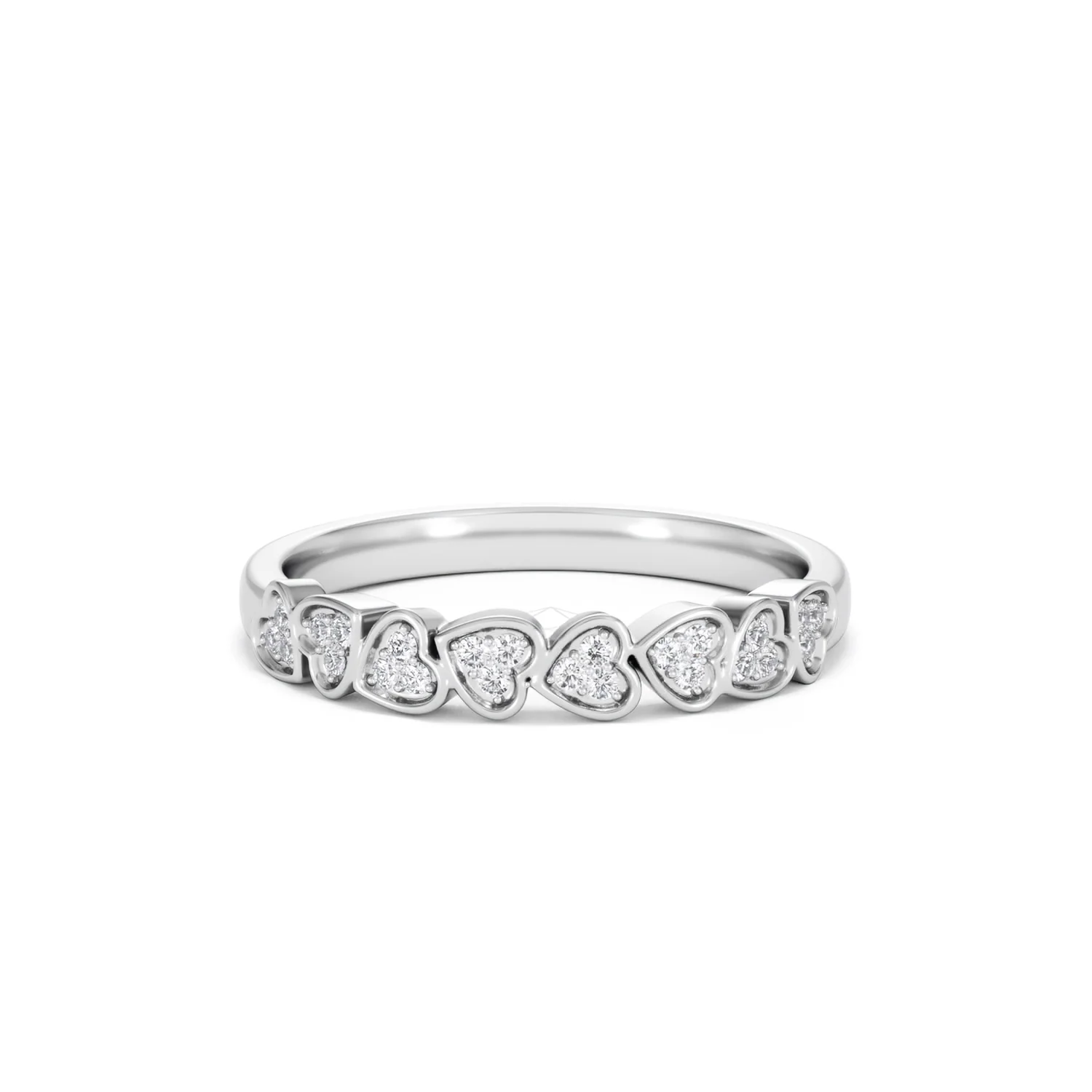 Heart Half Eternity Ring Lab Diamond 0.11ct in 925 SIlver - Image 90