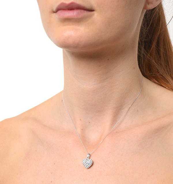 Heart Necklace Pendant Lab Diamond 0.50ct in 925 Silver - Image 2