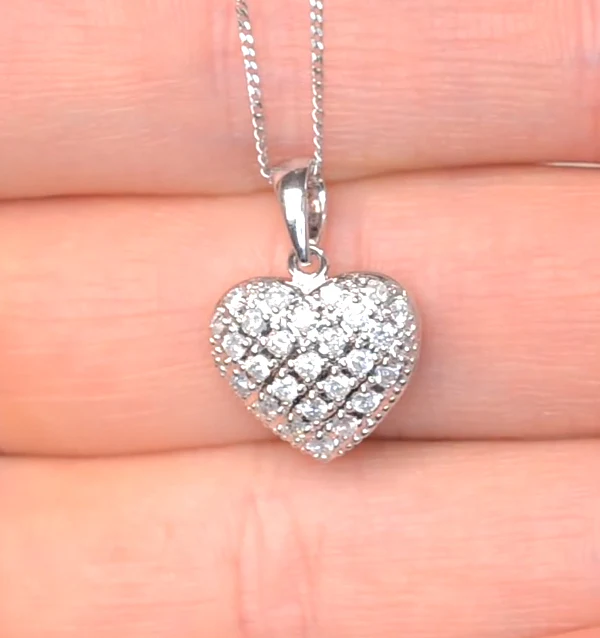 Heart Necklace Pendant Lab Diamond 0.50ct in 925 Silver - Image 3
