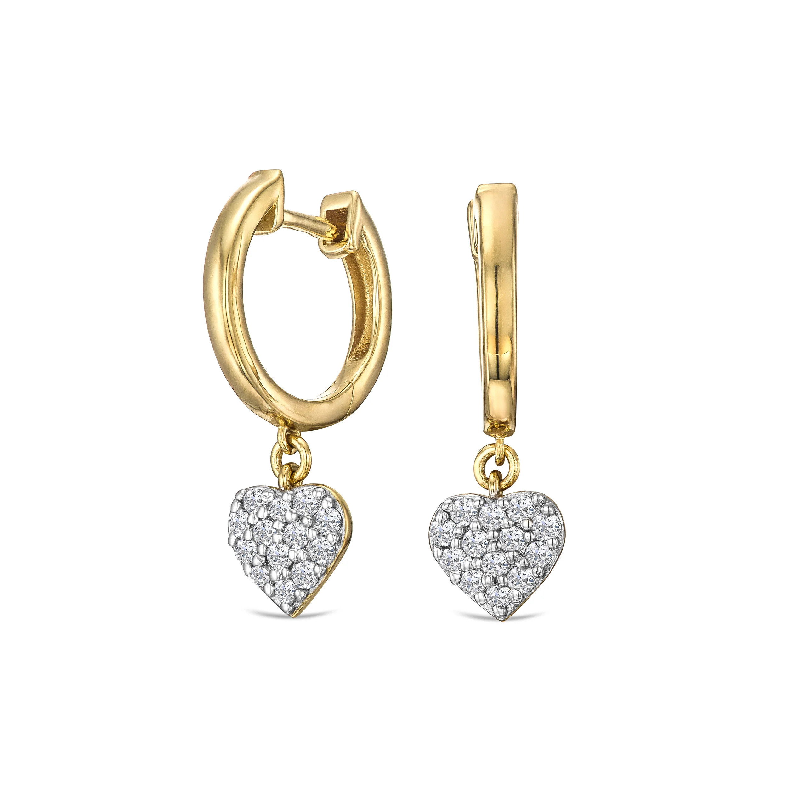 Heart Pave Drop Huggie Lab Diamond Earrings 0.29ct in 18k Gold Vermeil - Image 3