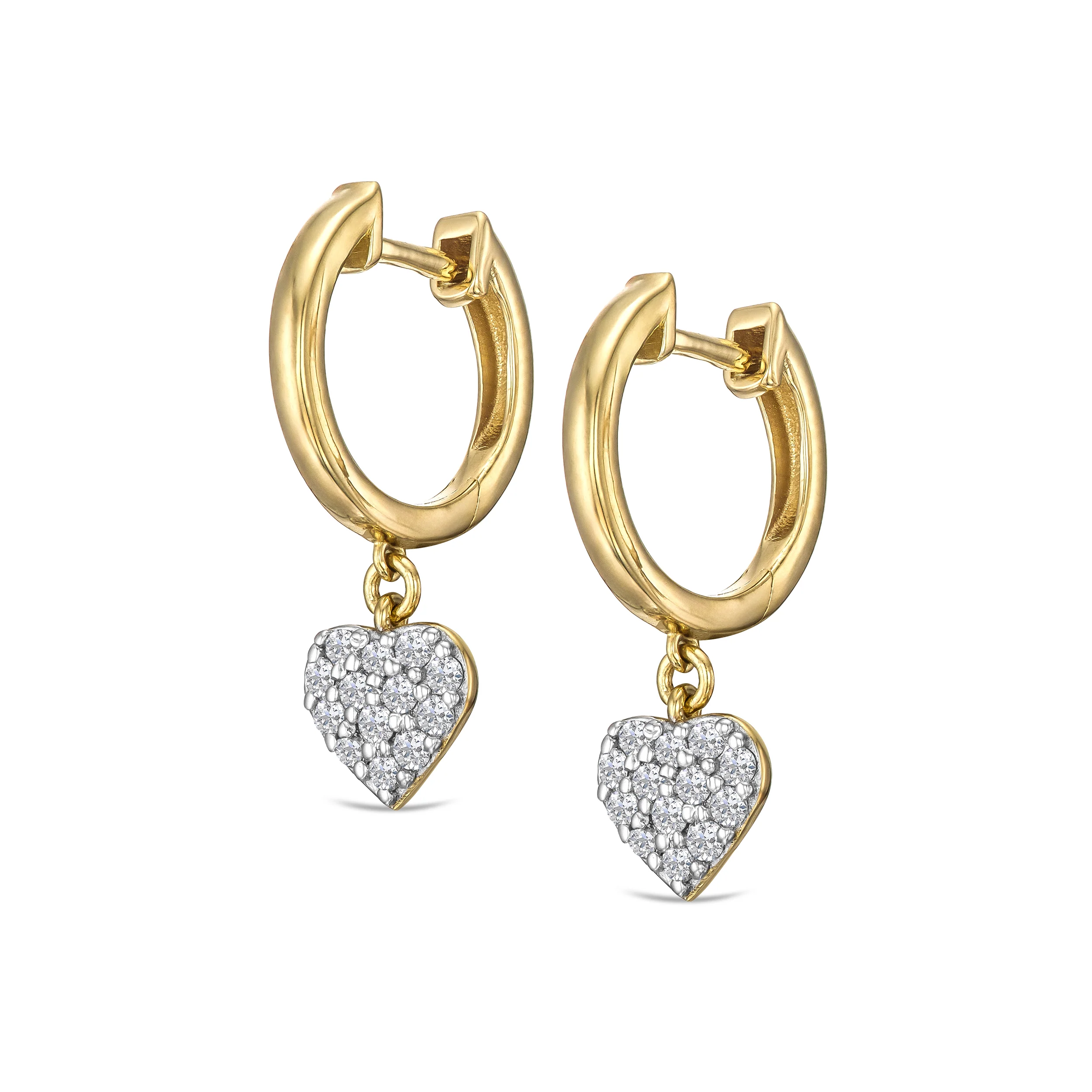 Heart Pave Drop Huggie Lab Diamond Earrings 0.29ct in 18k Gold Vermeil - Image 5