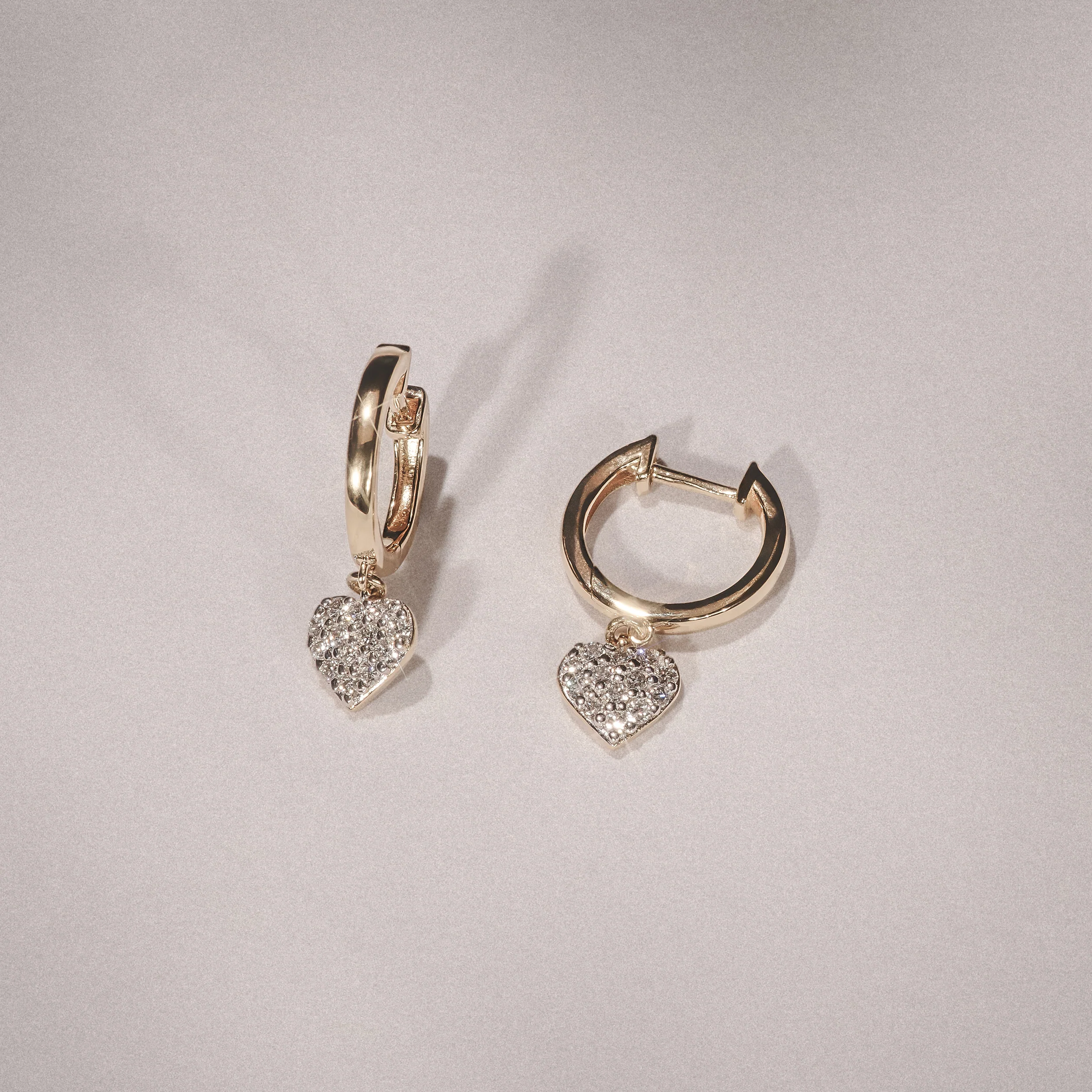 Heart Pave Drop Huggie Lab Diamond Earrings 0.29ct in 18k Gold Vermeil - Image 6