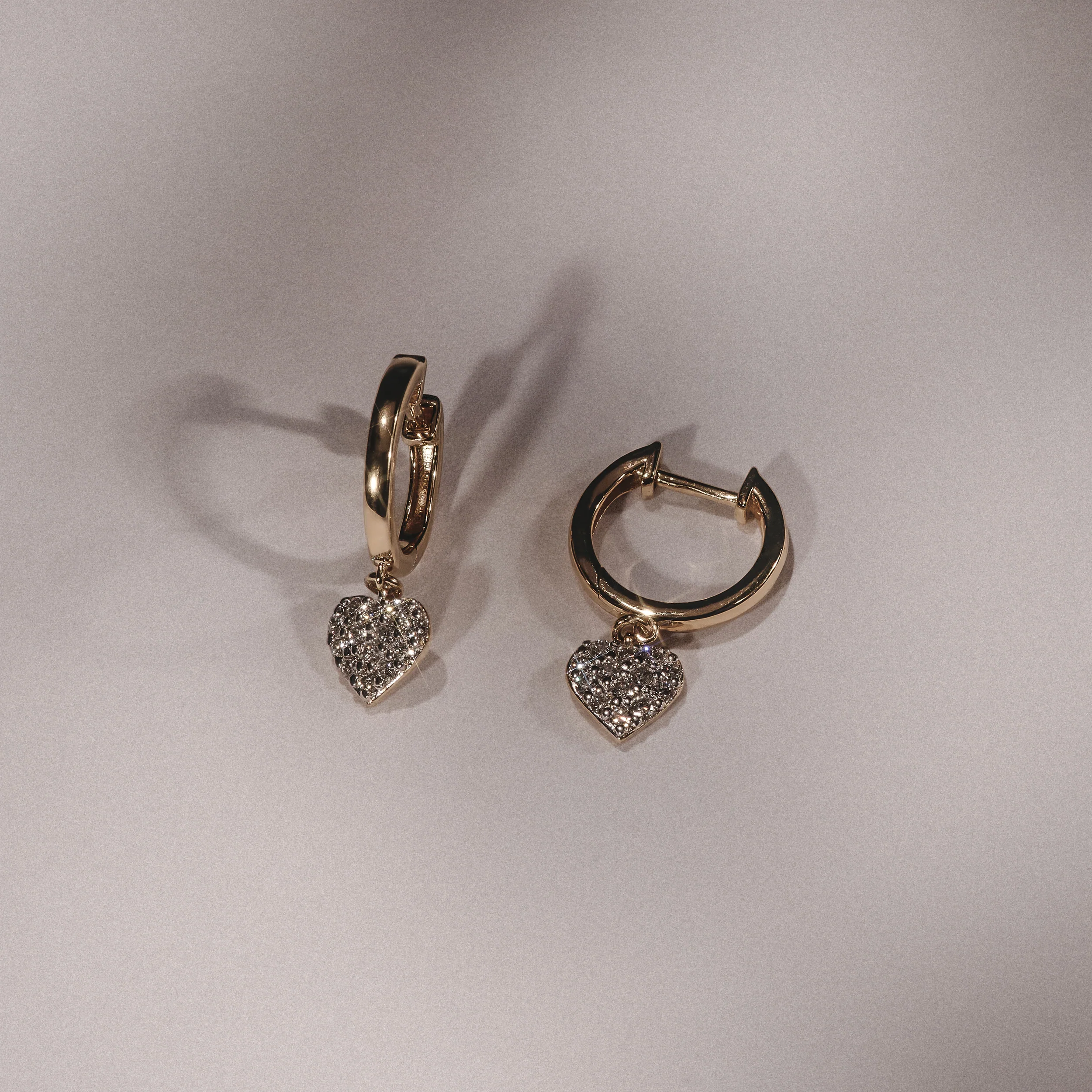 Heart Pave Drop Huggie Lab Diamond Earrings 0.29ct in 18k Gold Vermeil - Image 7