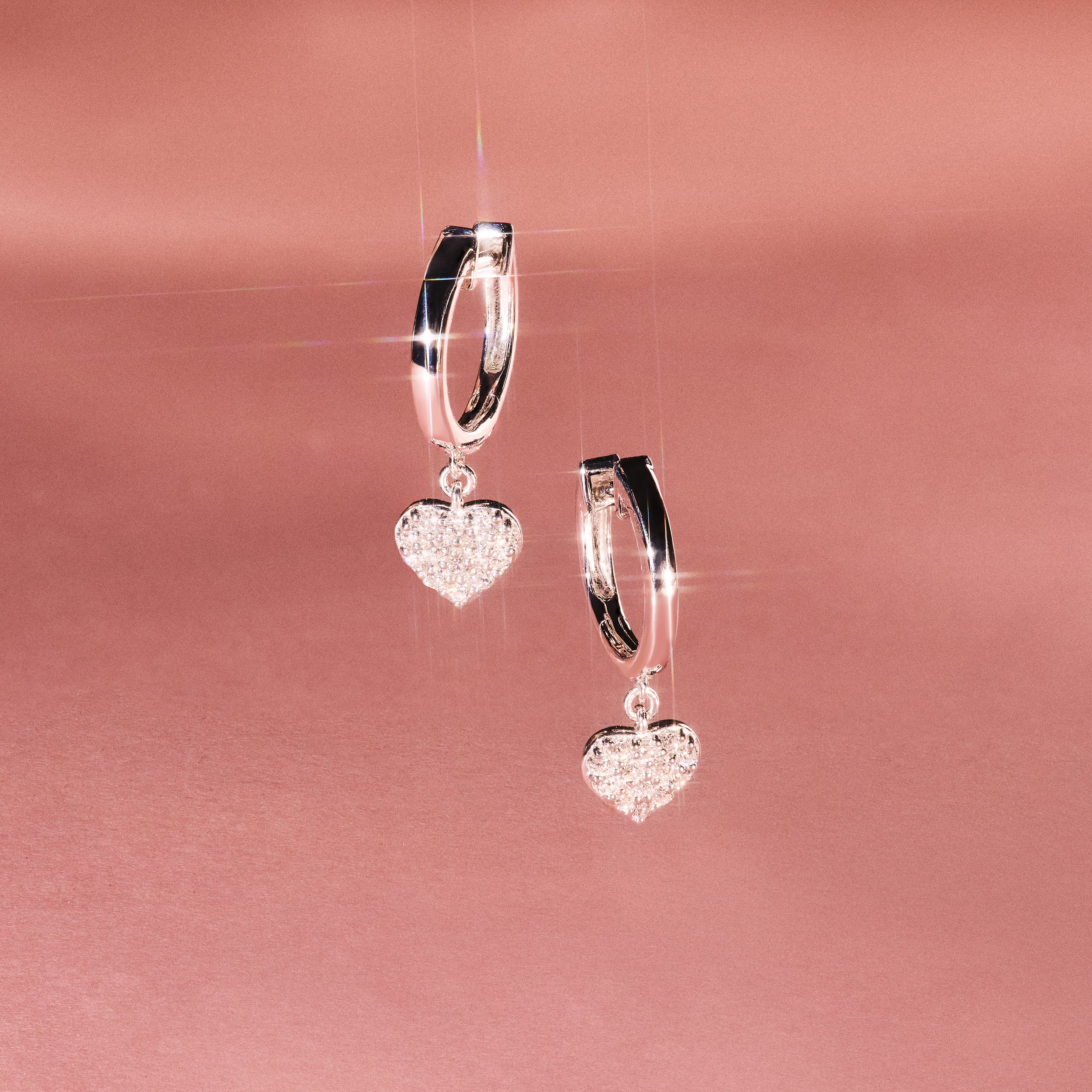 Heart Pave Drop Huggie Lab Diamond Earrings 0.29ct in 925 Silver - Image 4