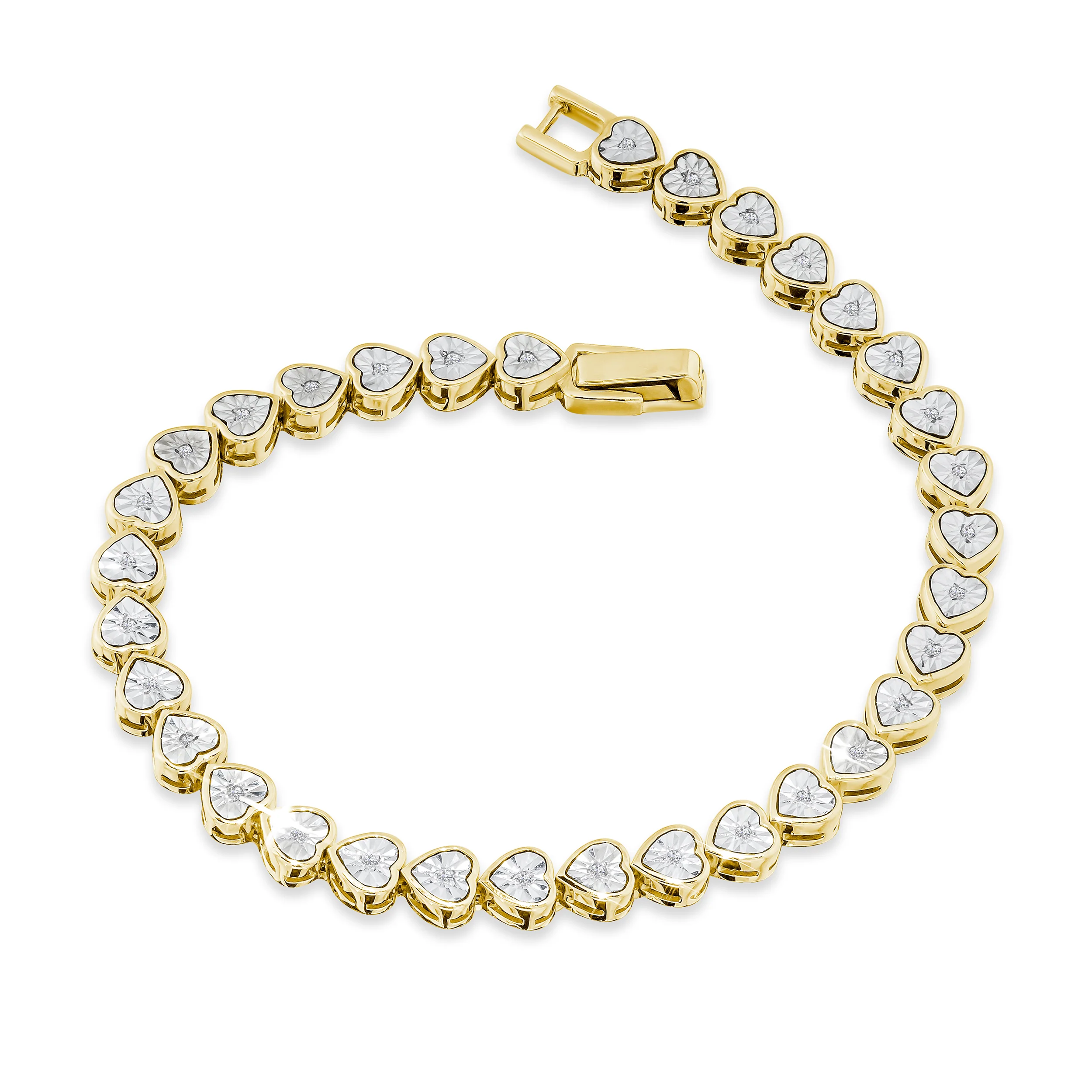 Heart Tennis Bracelet Lab Diamond 0.15ct in 18K Gold Vermeil - Image 3