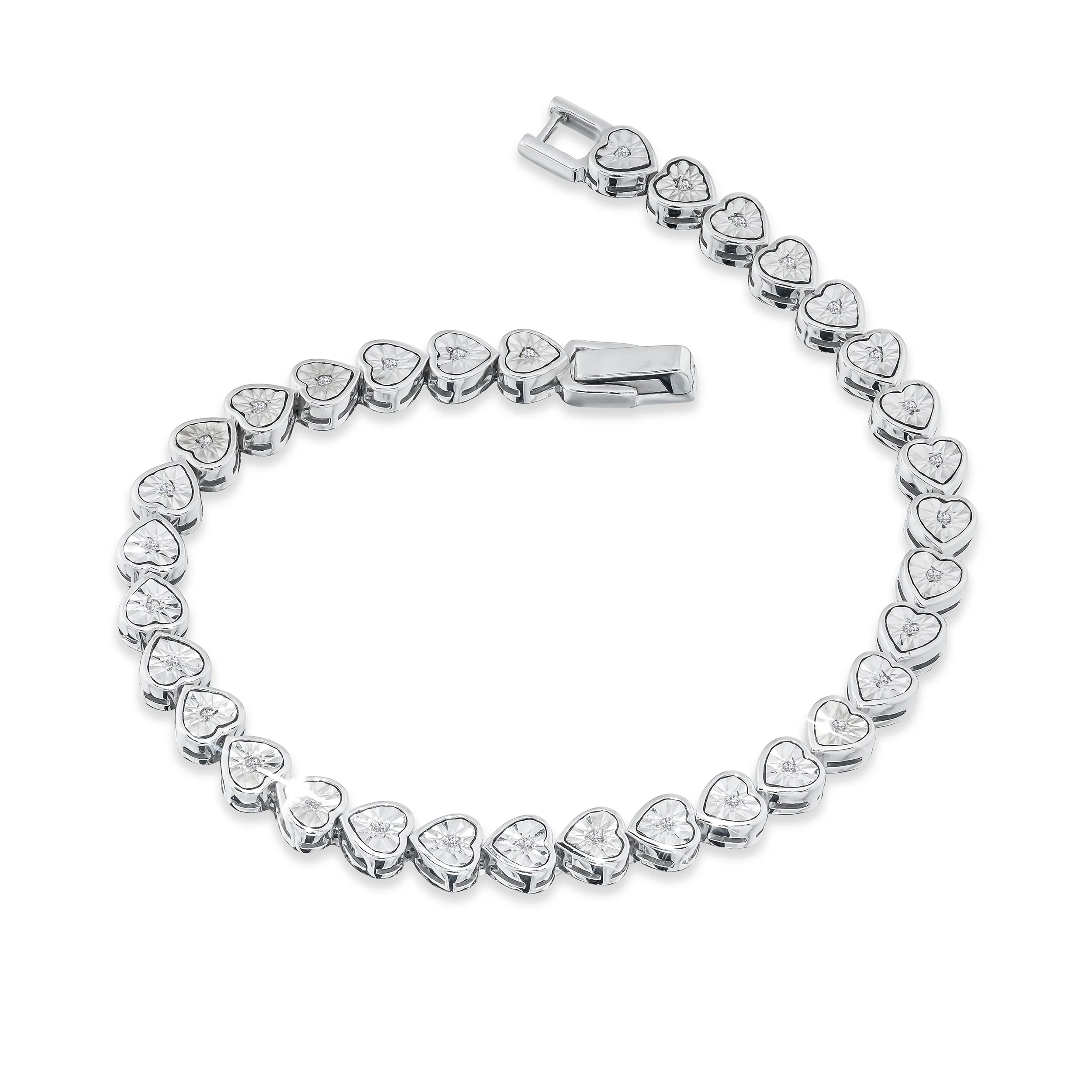 Heart Tennis Bracelet Lab Diamond 0.15ct in 925 Silver - Image 3