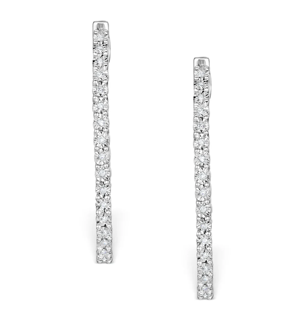 Hoop Earrings 30mm Diamond and 9K White Gold H4569 - Image 2